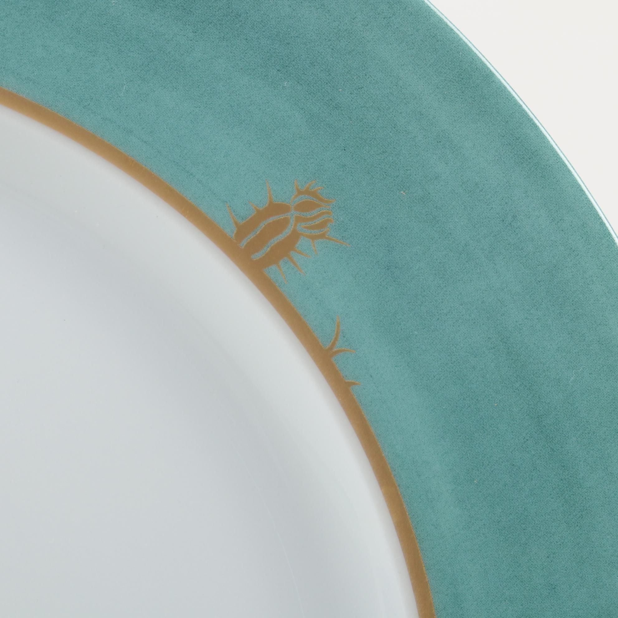 Hilton McConnico for Daum France "Cactus" Porcelain Dinner Plates and Chargers