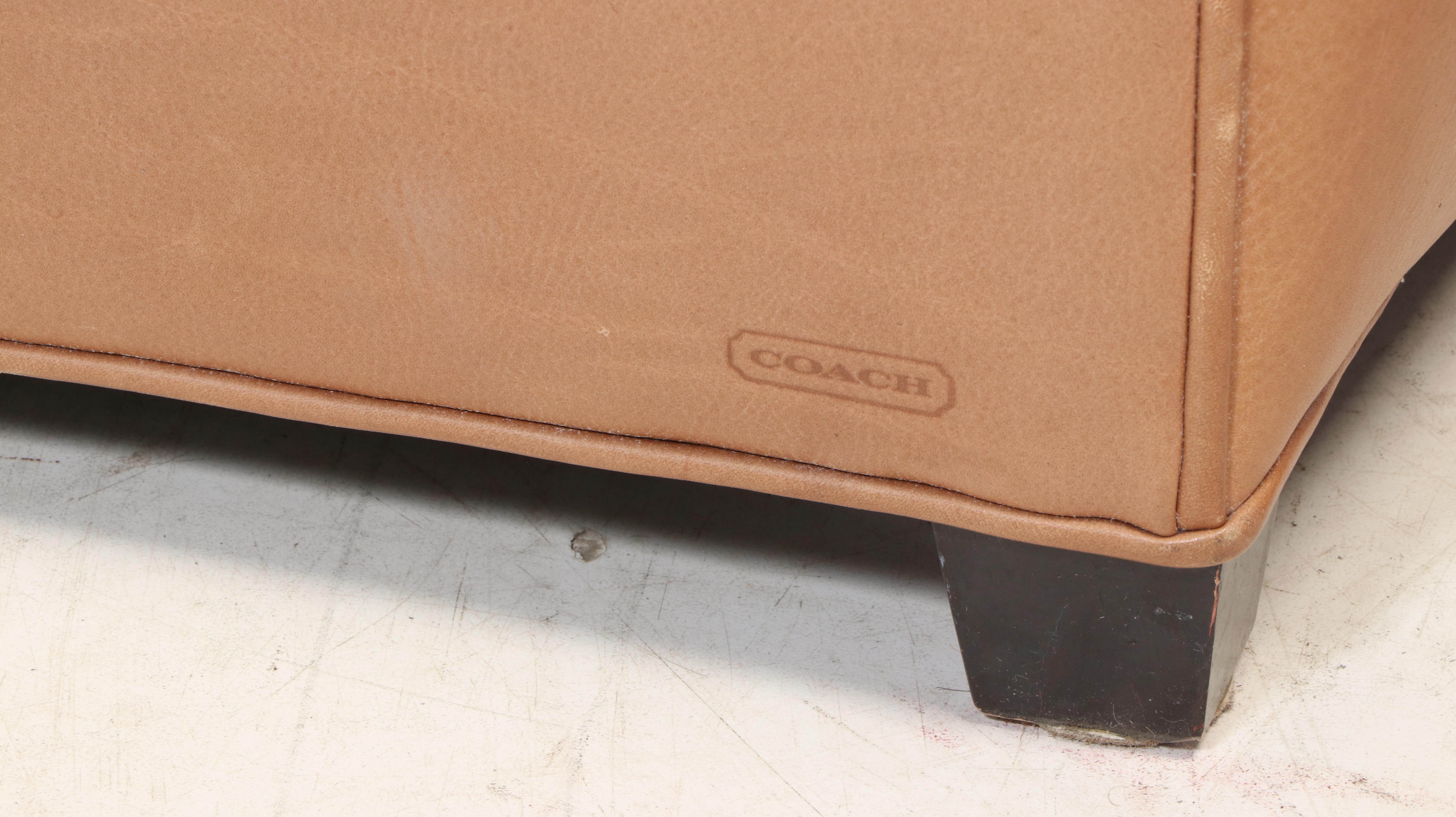 Coach for Baker Furniture Art Deco Style Leather Club Chairs, Late 20th Century