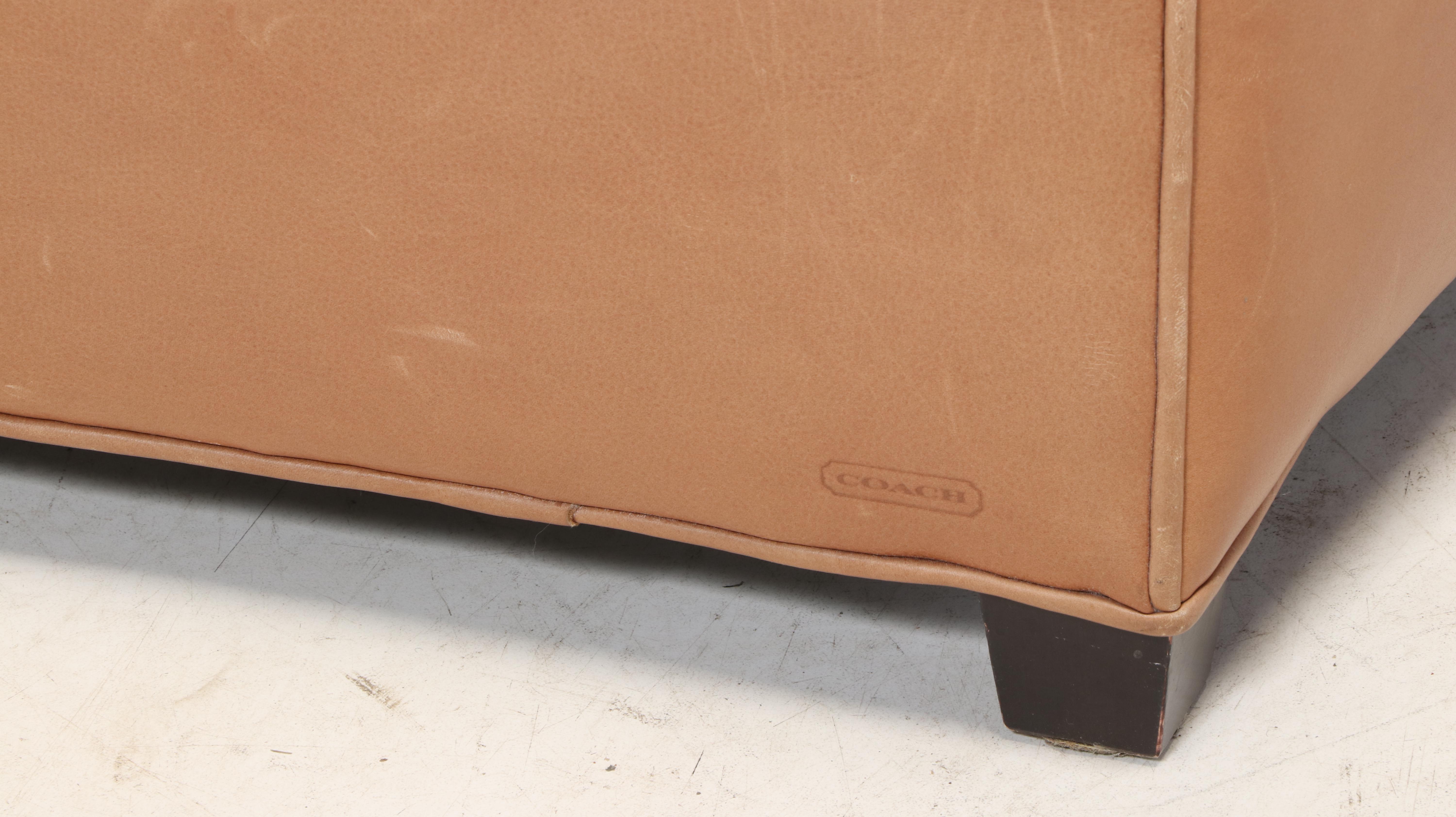 Coach for Baker Furniture Art Deco Style Leather Club Chairs, Late 20th Century