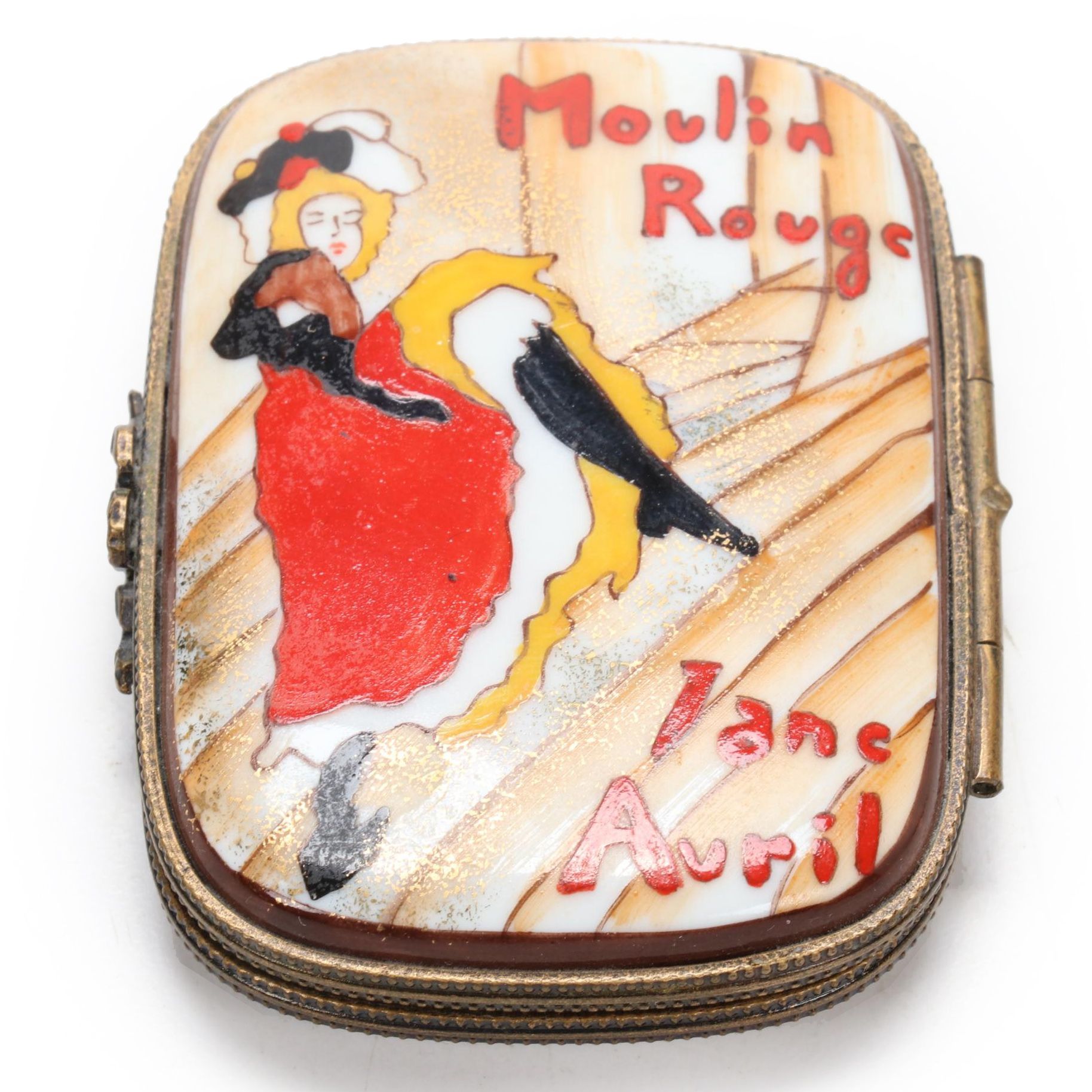 Hand-Painted Limoges Porcelain "Moulin Rouge Jane Avril" Decorative Box