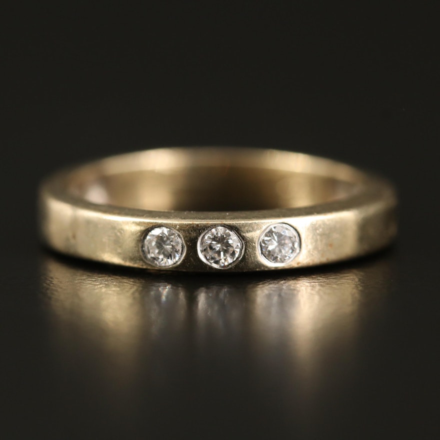 14K Diamond Three Stone Band