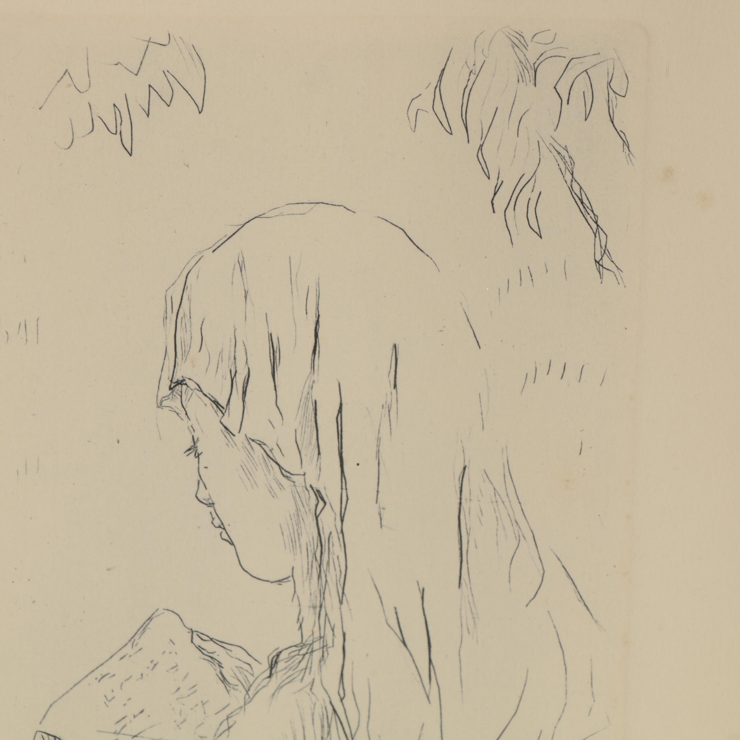 Pierre Bonnard Restrike Etching "Jeune Fille Lisant"