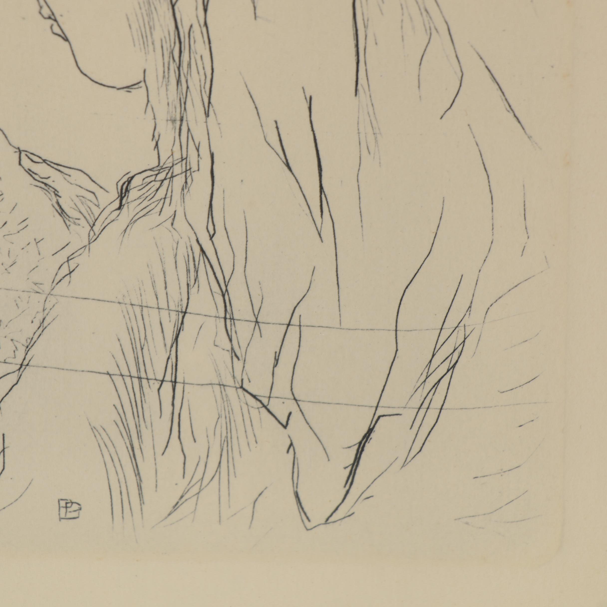 Pierre Bonnard Restrike Etching "Jeune Fille Lisant"