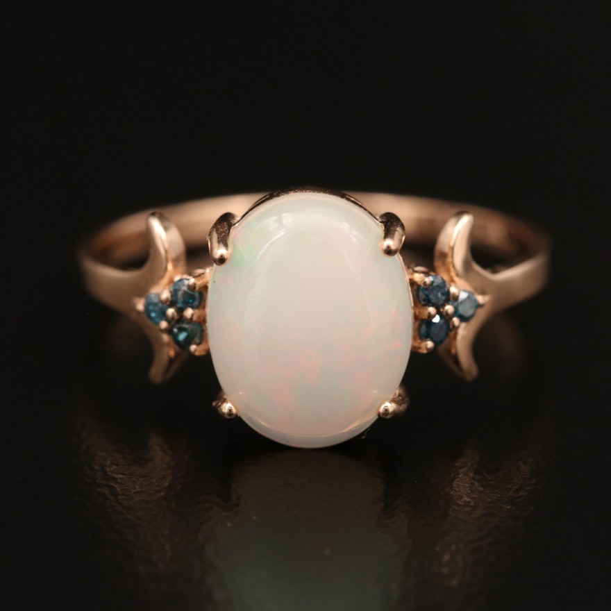 14K Opal Ring with Diamond Accents