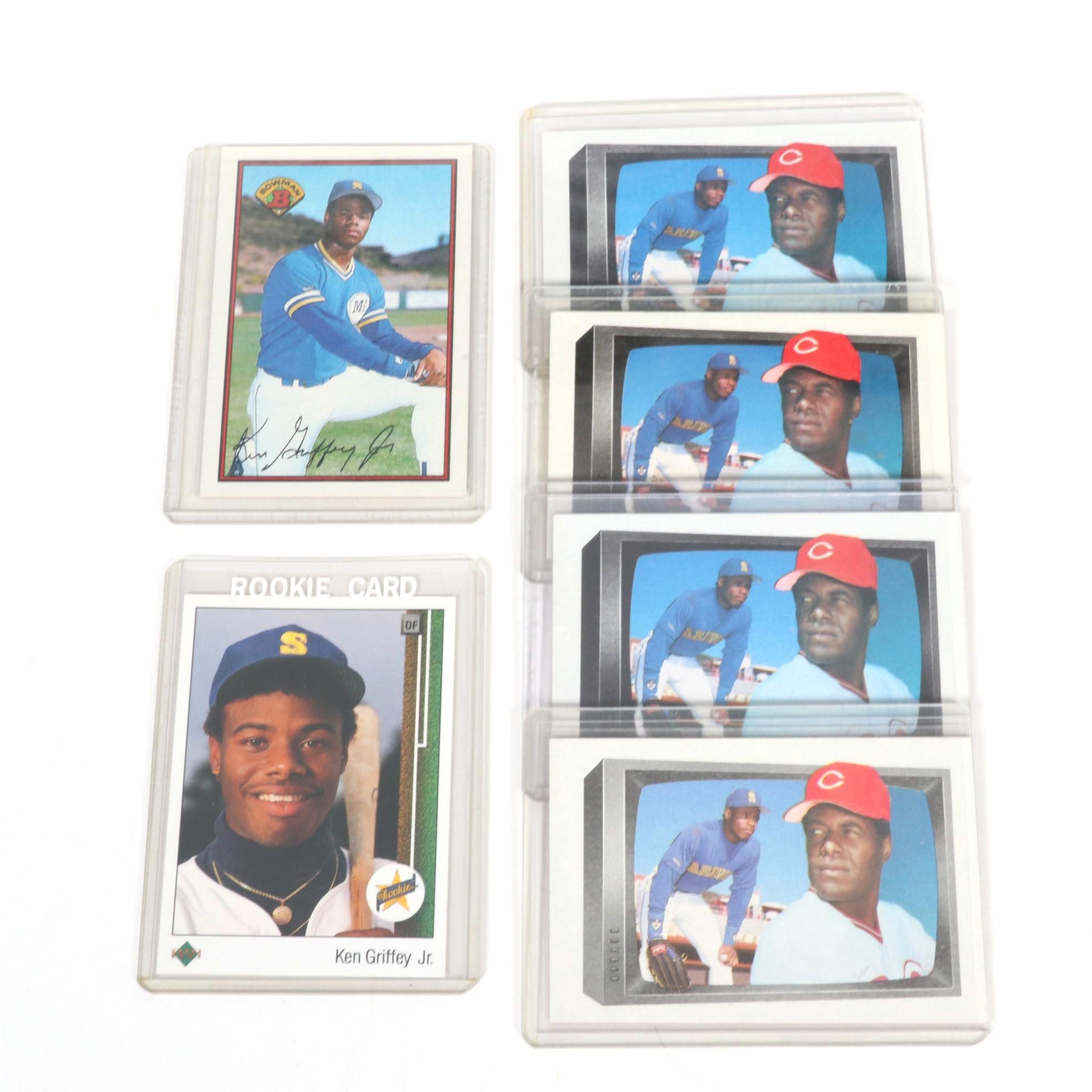 Ken Griffey MLB and Ken Griffey Jr. Rookie Baseball Trading Cards
