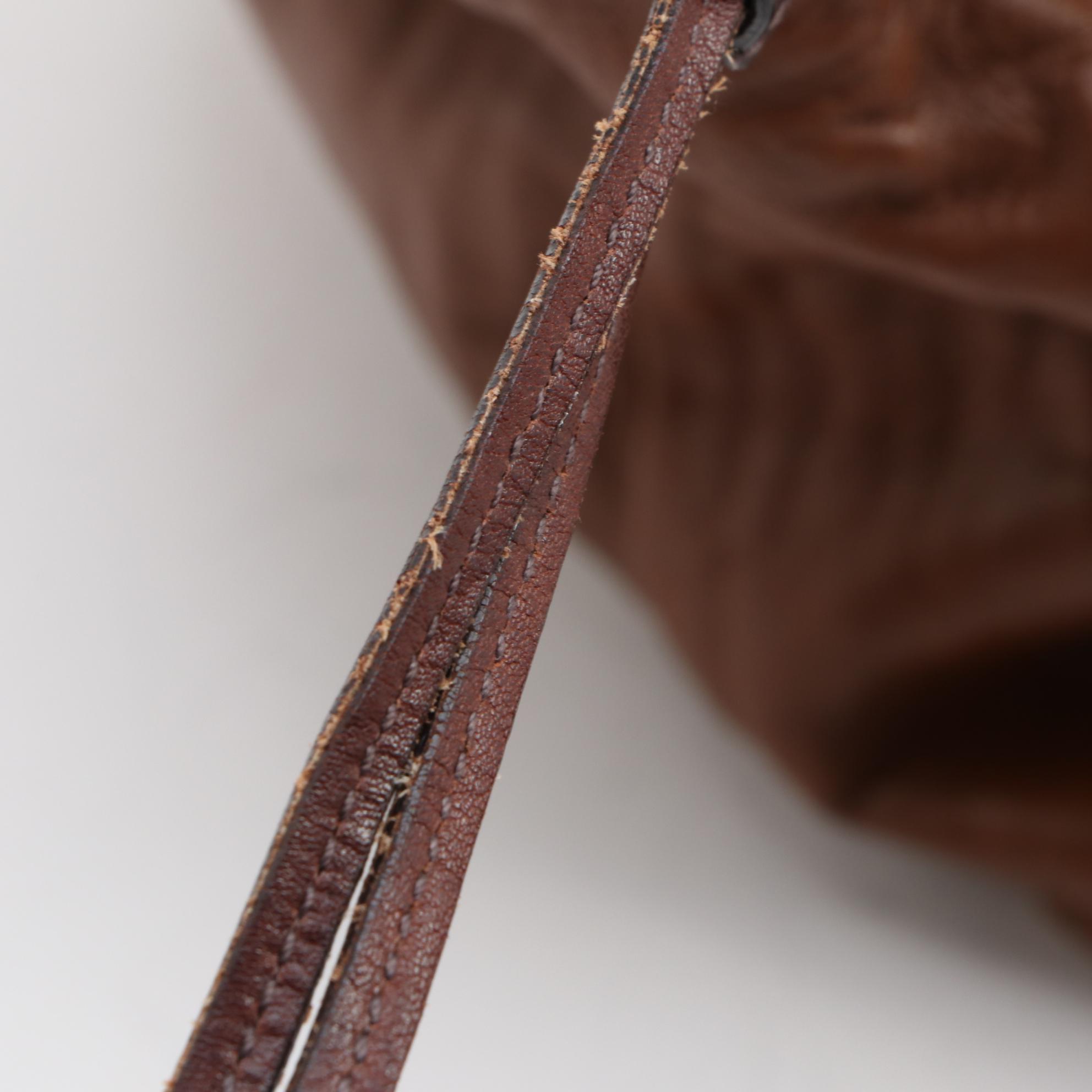 Prada Brown Leather Drawstring Tote Bag