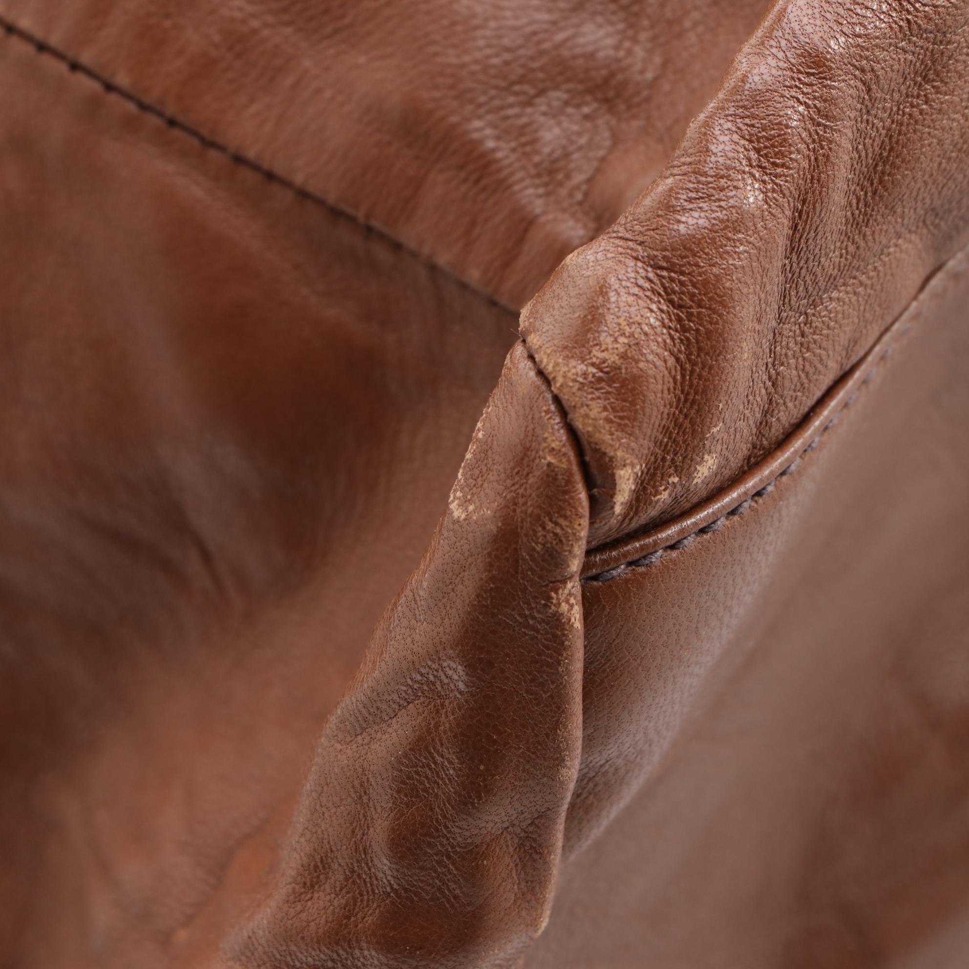 Prada Brown Leather Drawstring Tote Bag