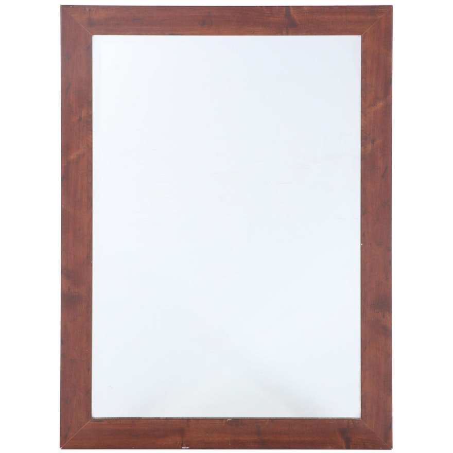 Contemporary Cherrywood-Grained Laminate and Beveled Glass Mirror