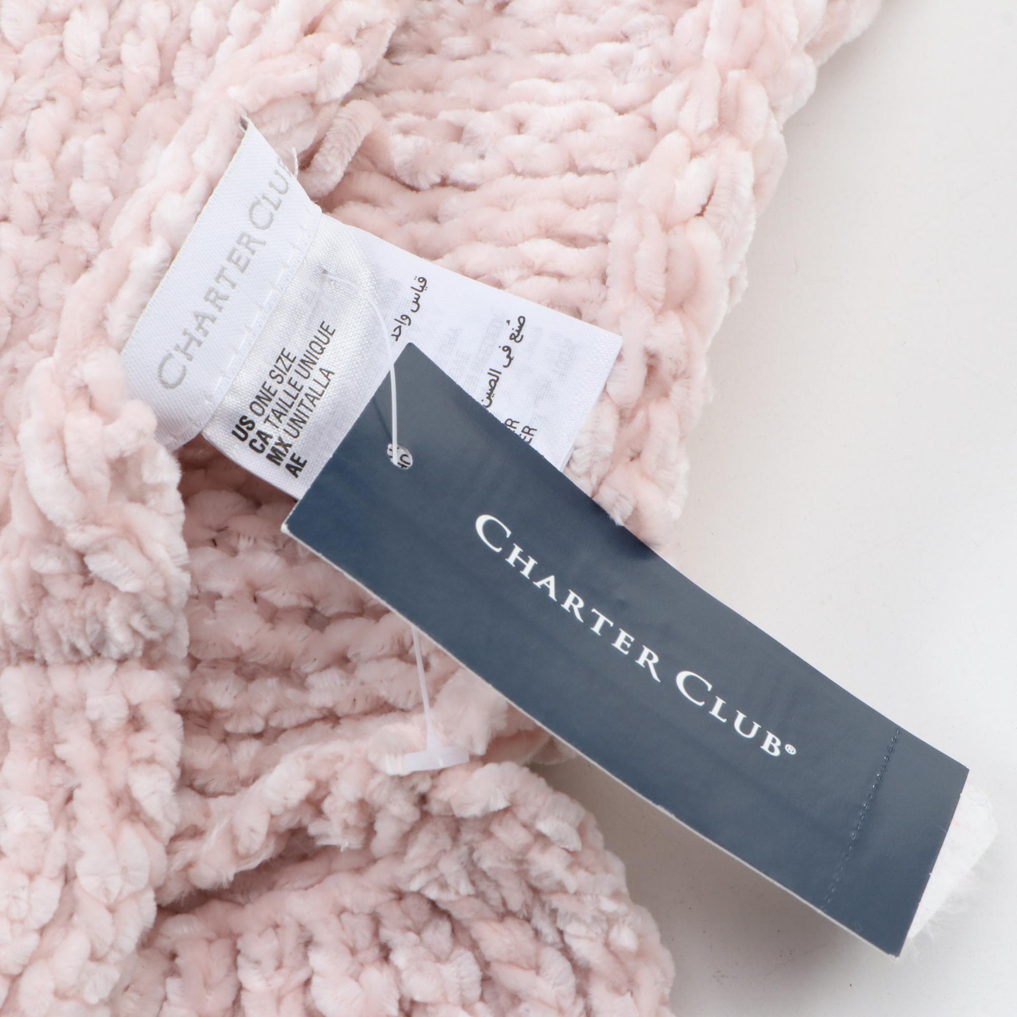 Charter Club Blush Scarf and Beanie Set with INC White Faux Fur Earmuffs