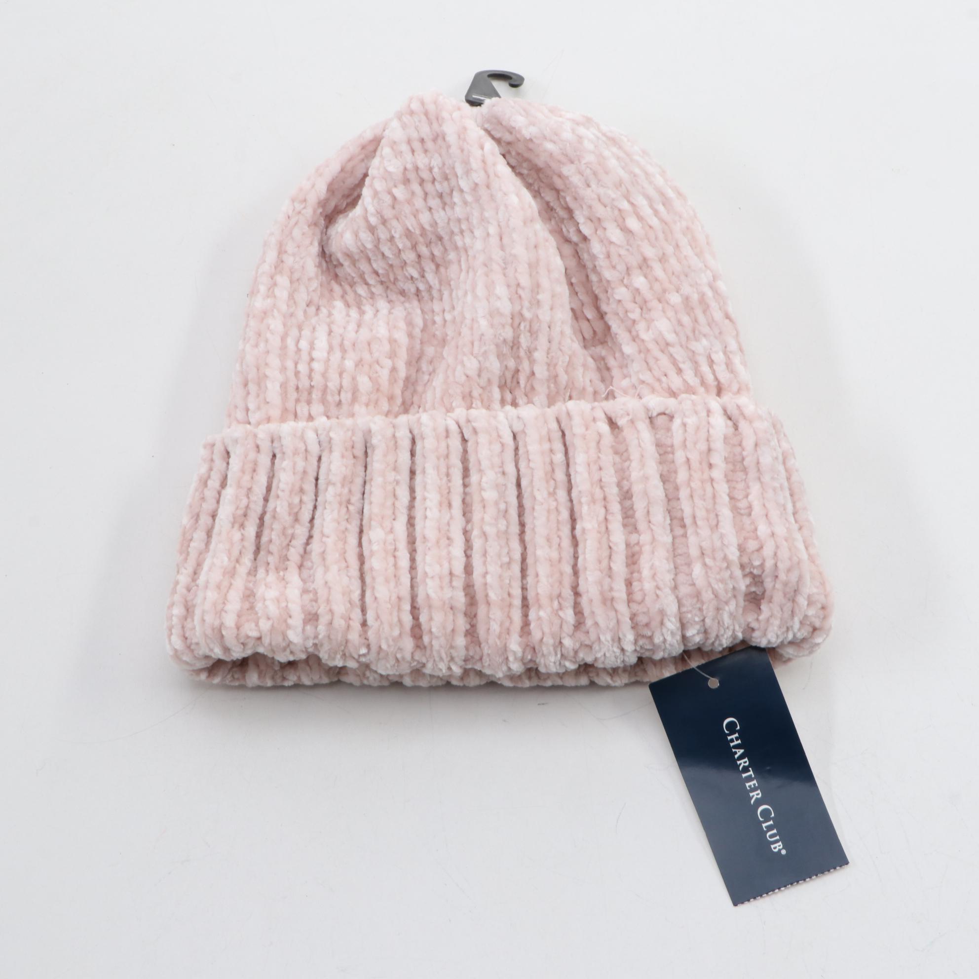 Charter Club Blush Scarf and Beanie Set with INC White Faux Fur Earmuffs