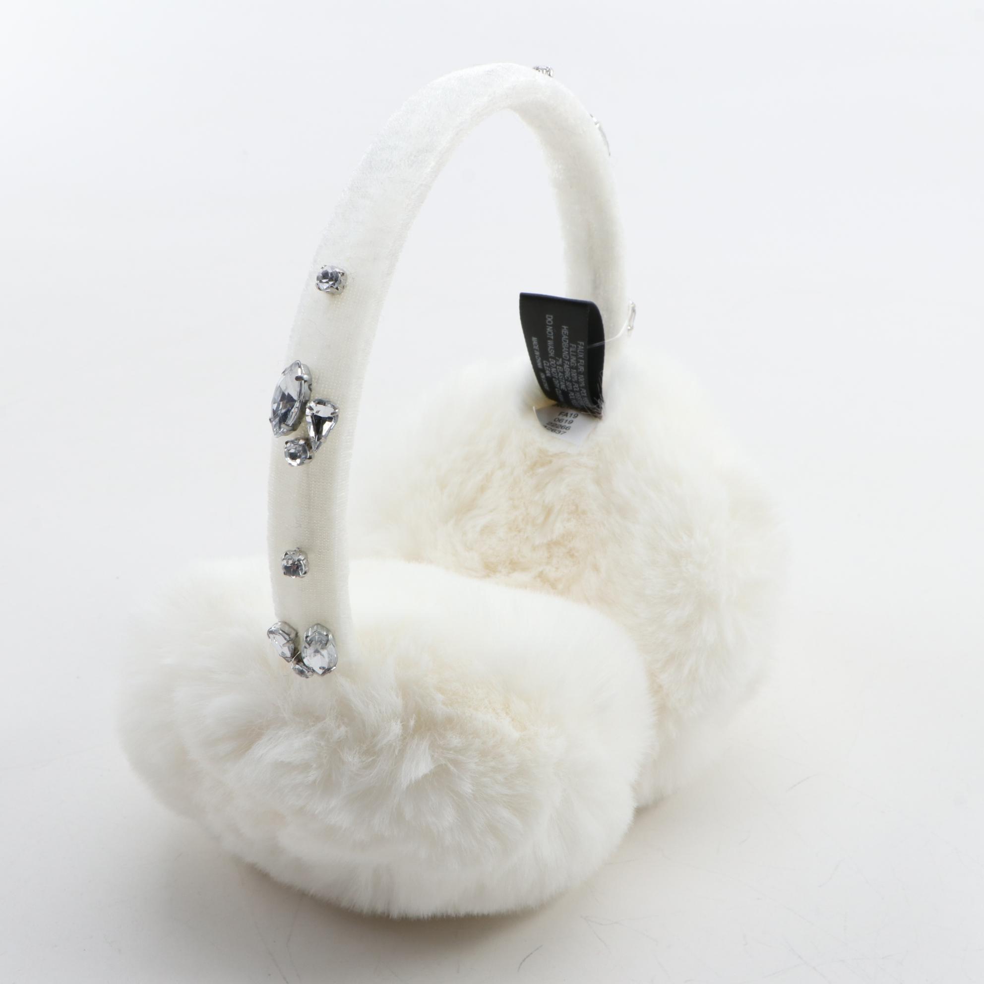 Charter Club Blush Scarf and Beanie Set with INC White Faux Fur Earmuffs