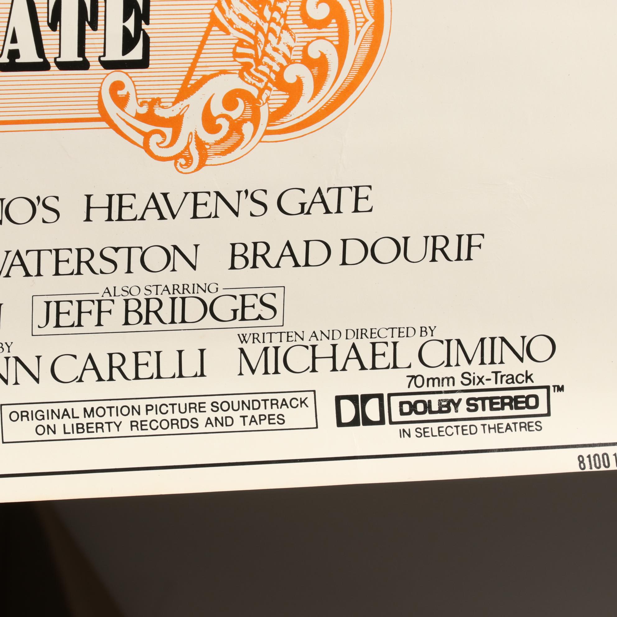 "Heaven's Gate" Halftone 30" x 40" Movie Poster, 1981