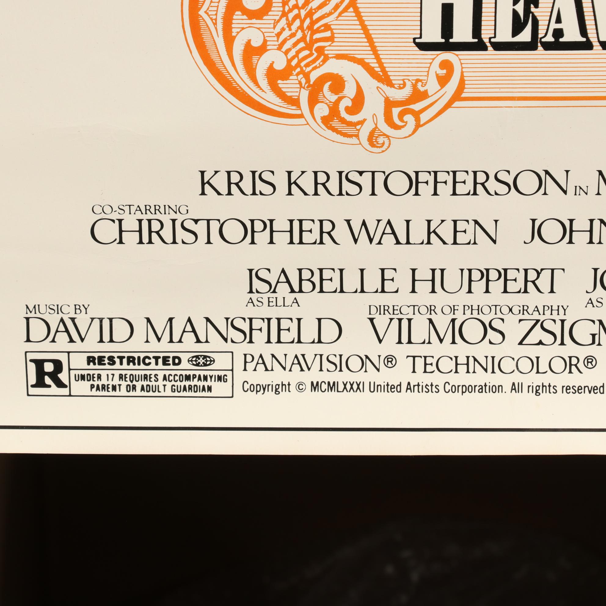 "Heaven's Gate" Halftone 30" x 40" Movie Poster, 1981