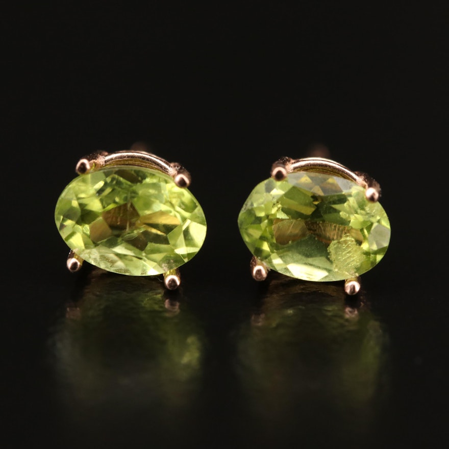 14K Peridot Stud Earrings