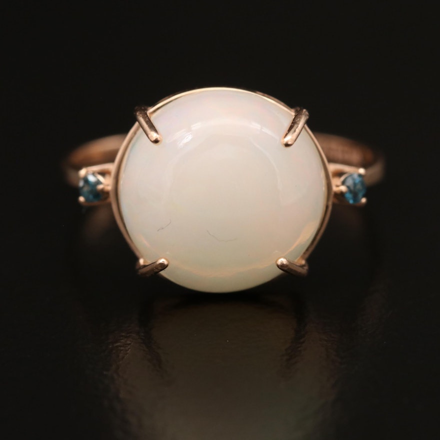 14K Opal Ring with Diamond Accents