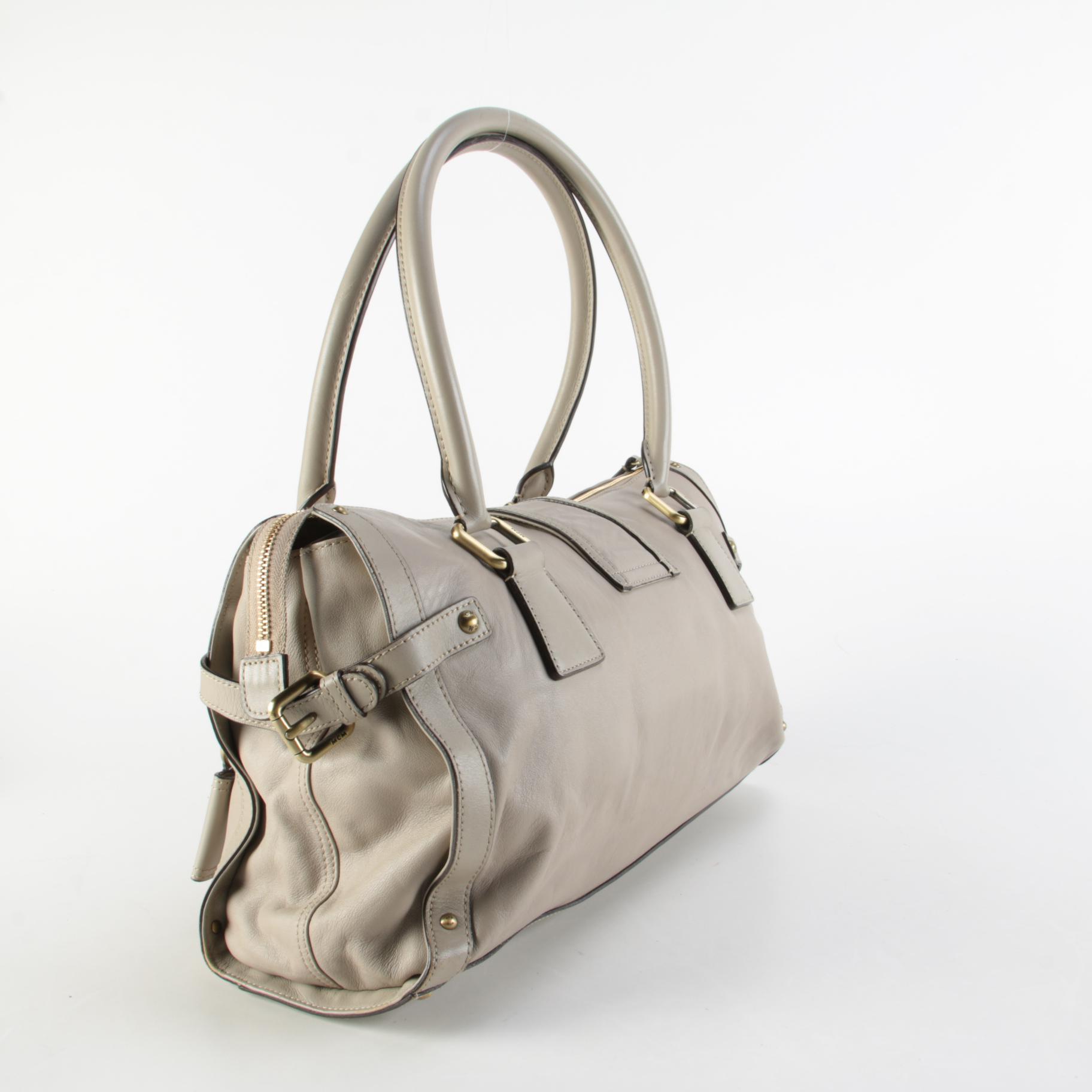 MCM Taupe Gray Leather Shoulder Bag