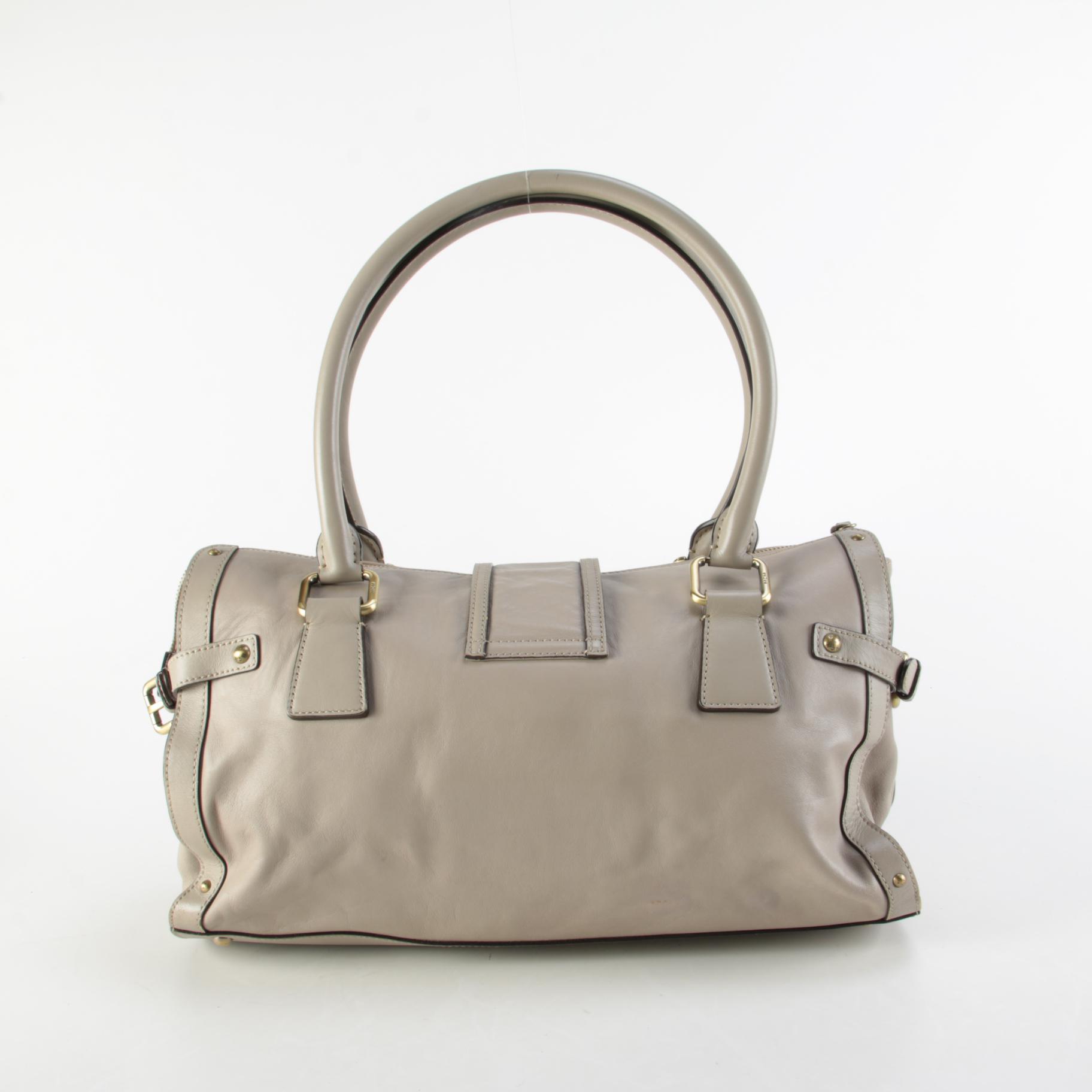 MCM Taupe Gray Leather Shoulder Bag