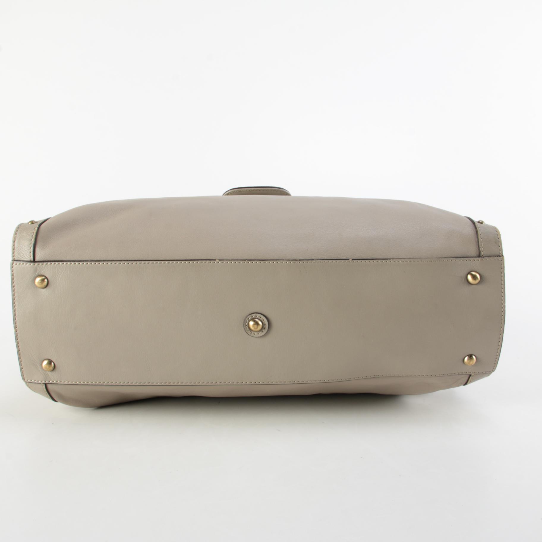MCM Taupe Gray Leather Shoulder Bag