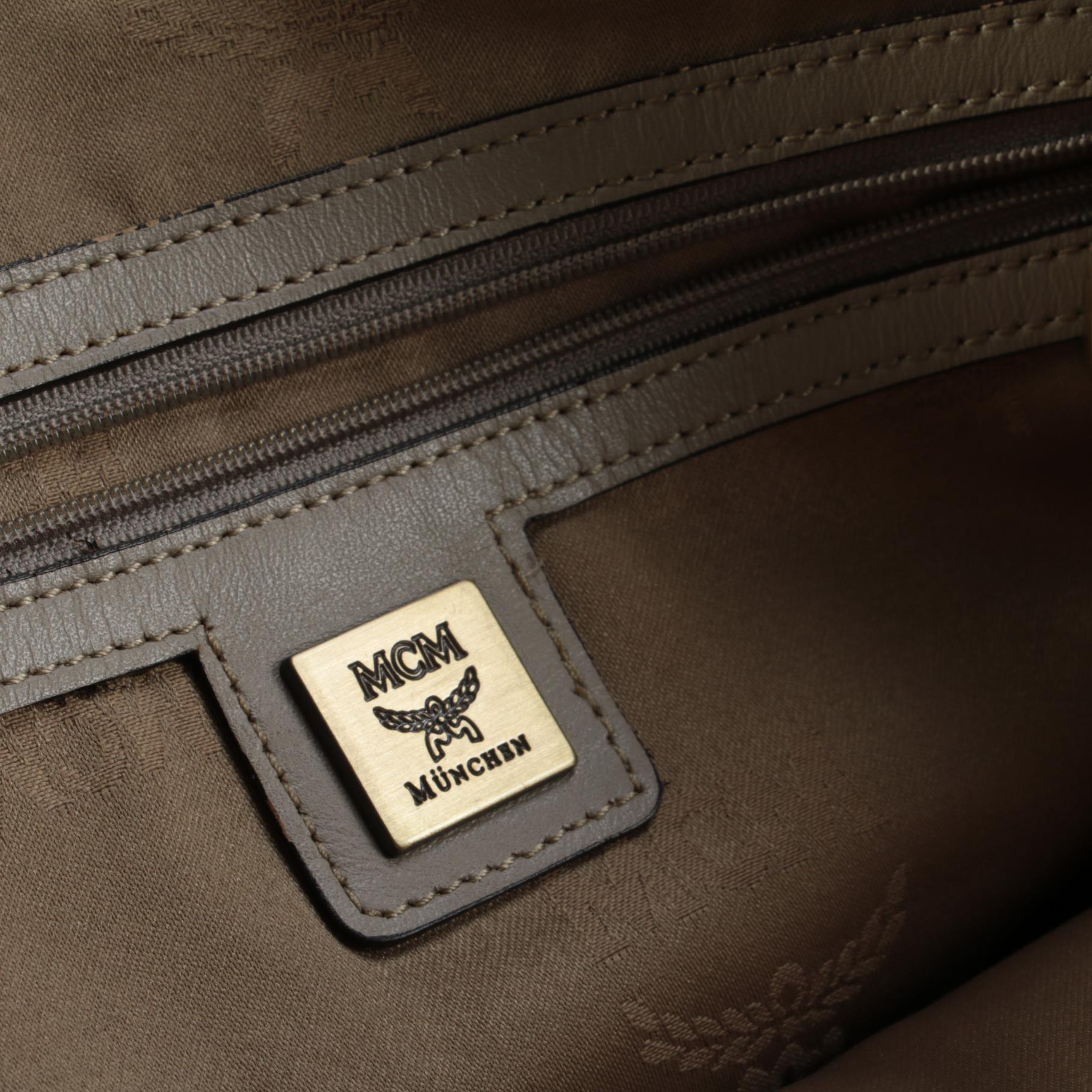 MCM Taupe Gray Leather Shoulder Bag