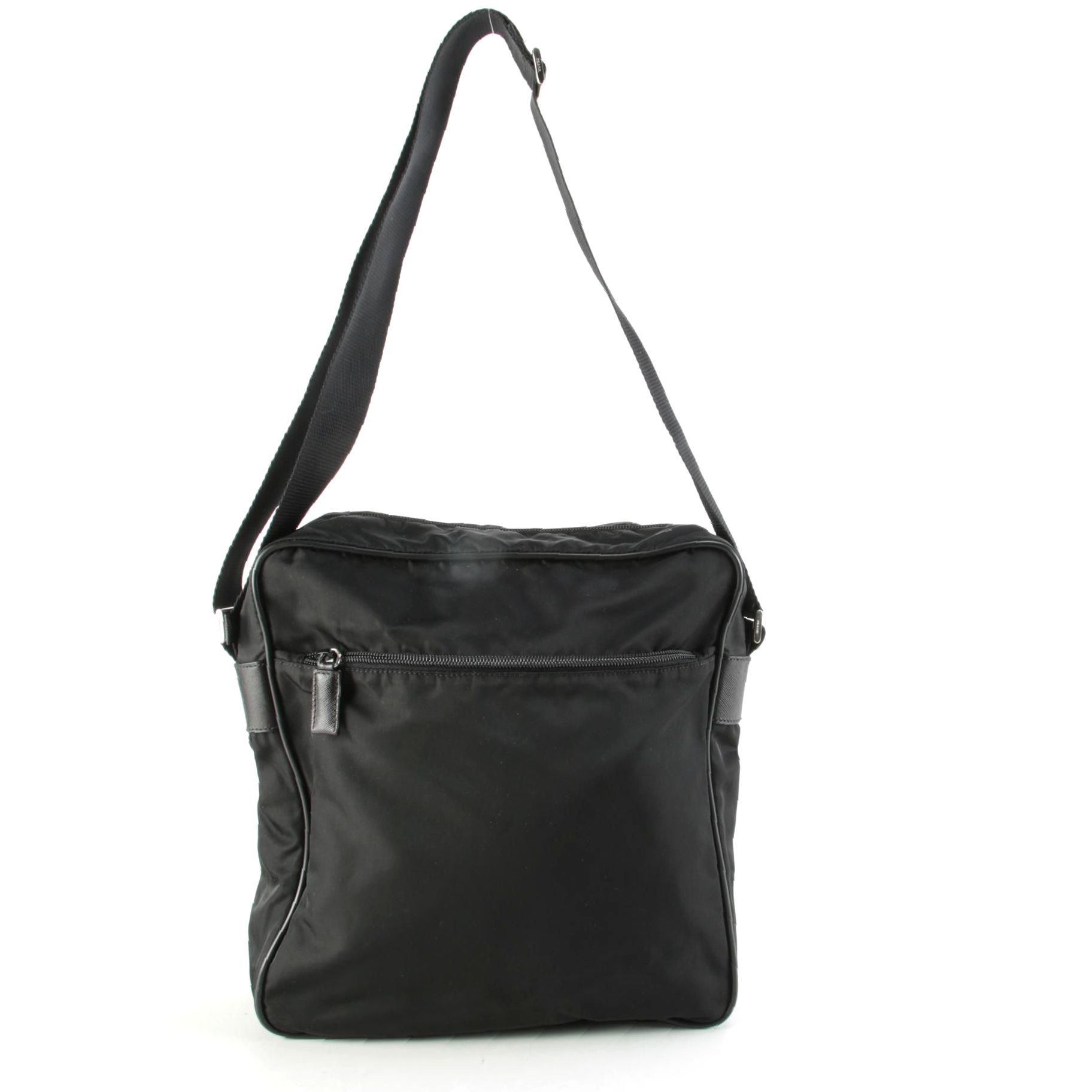Prada Tessuto Black Nylon Messenger Bag with Canvas Strap