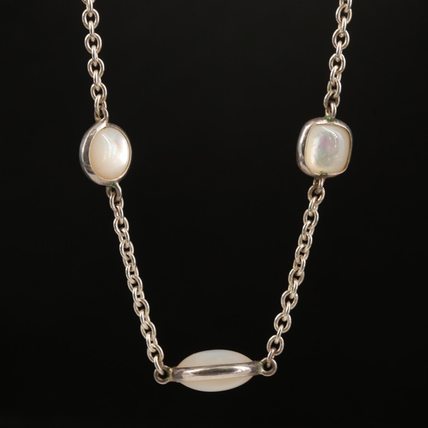 Ippolita Mother of Pearl Station Necklace in Sterling Silver