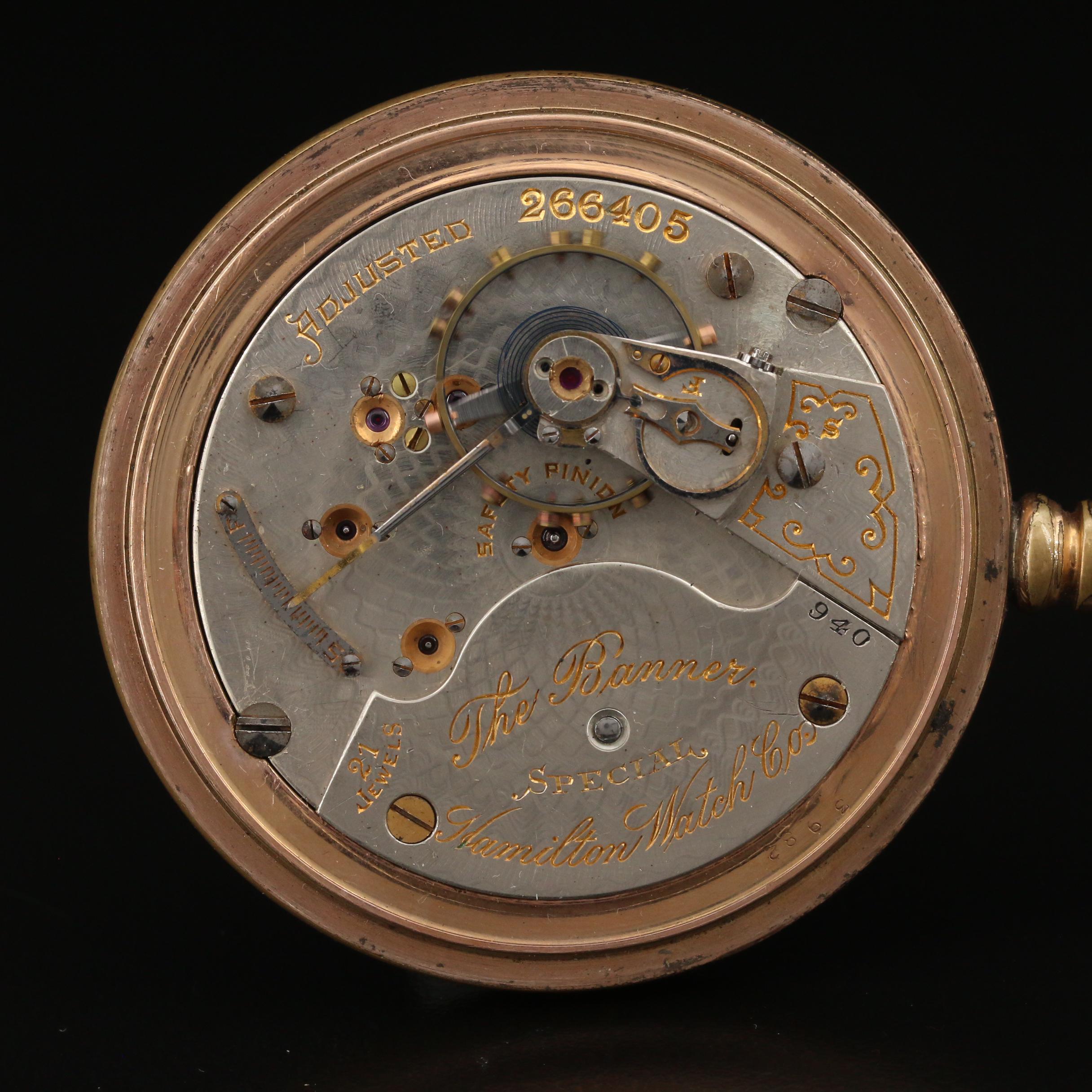 1903 Hamilton "The Banner" Railroad Grade Gold Filled Pocket Watch