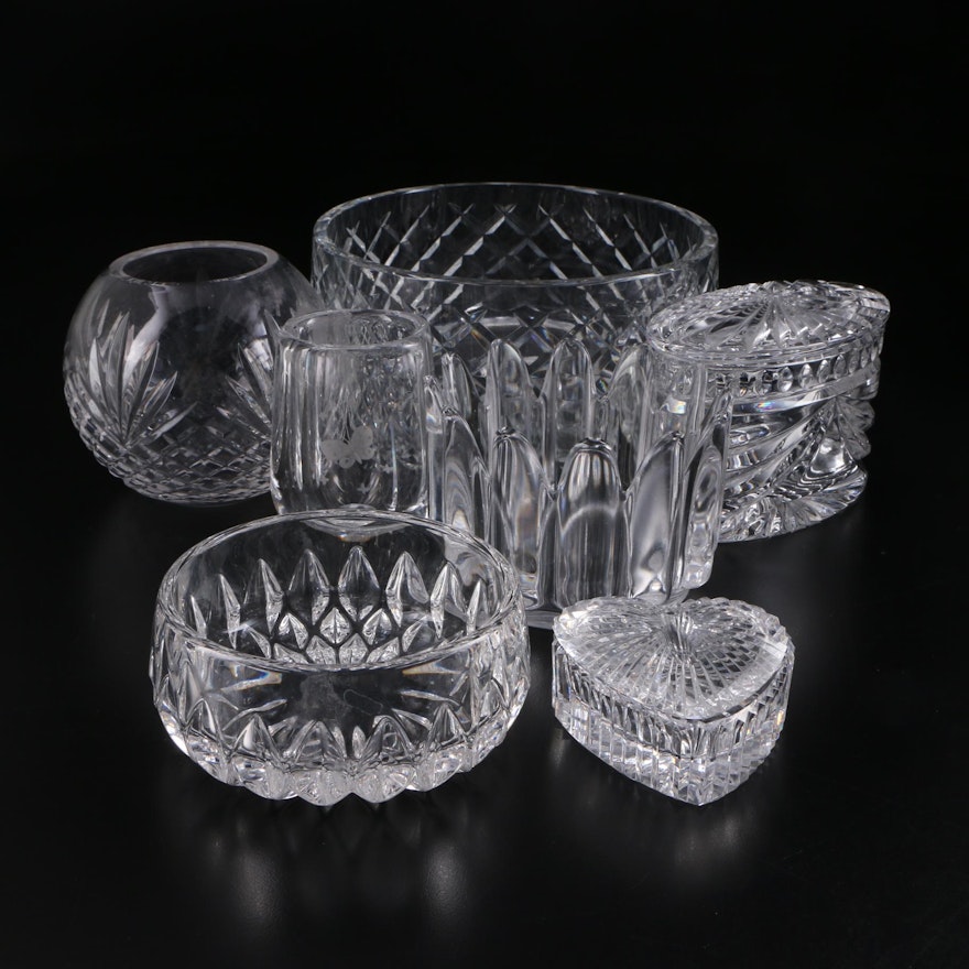 Orrefors Crystal Bud Vase and Bowl with Other Crystal Tabletop Décor