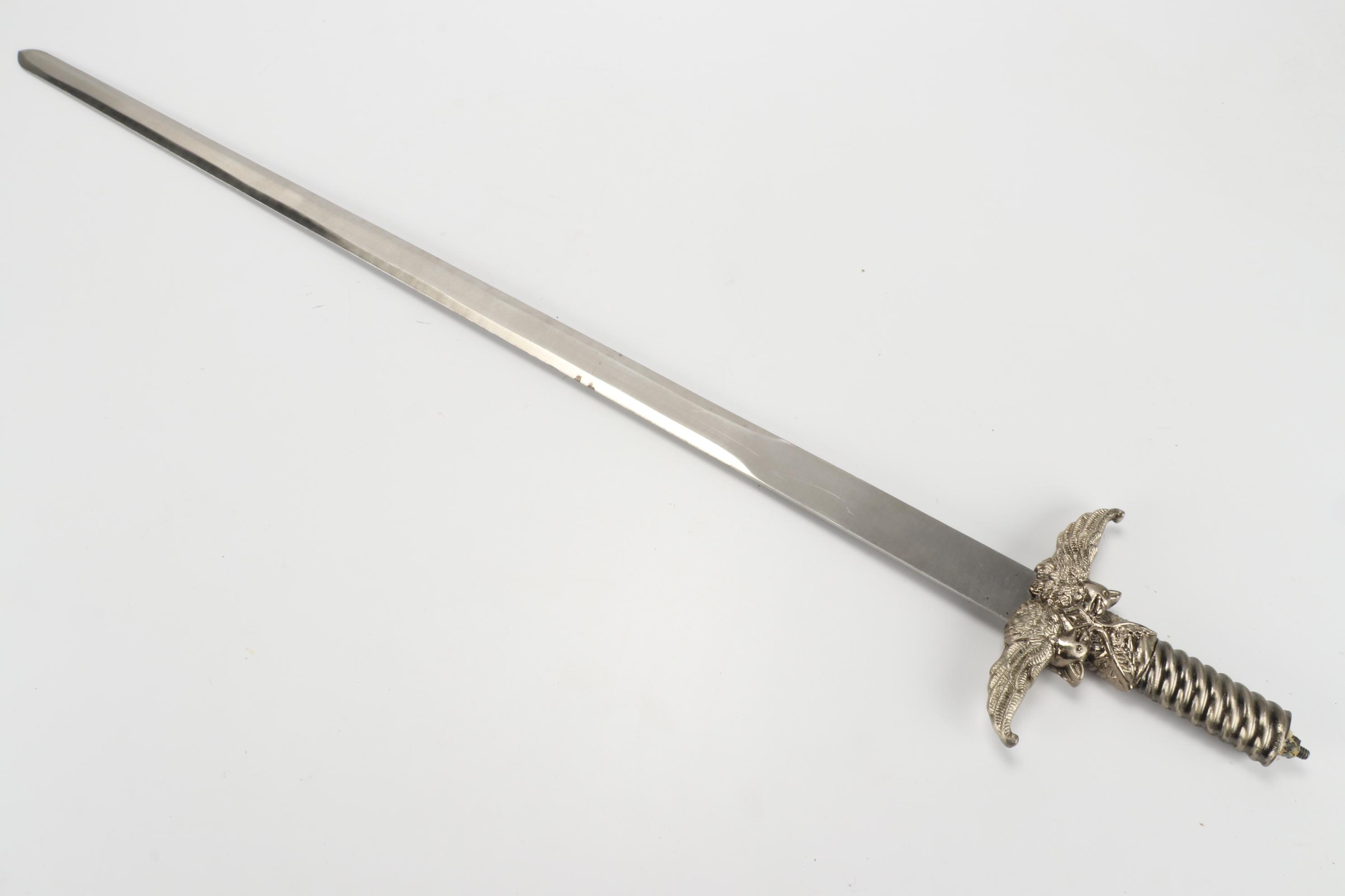 Pakistan Made Winged-Hilt Fantasy Sword with Embossed Leather Sheath