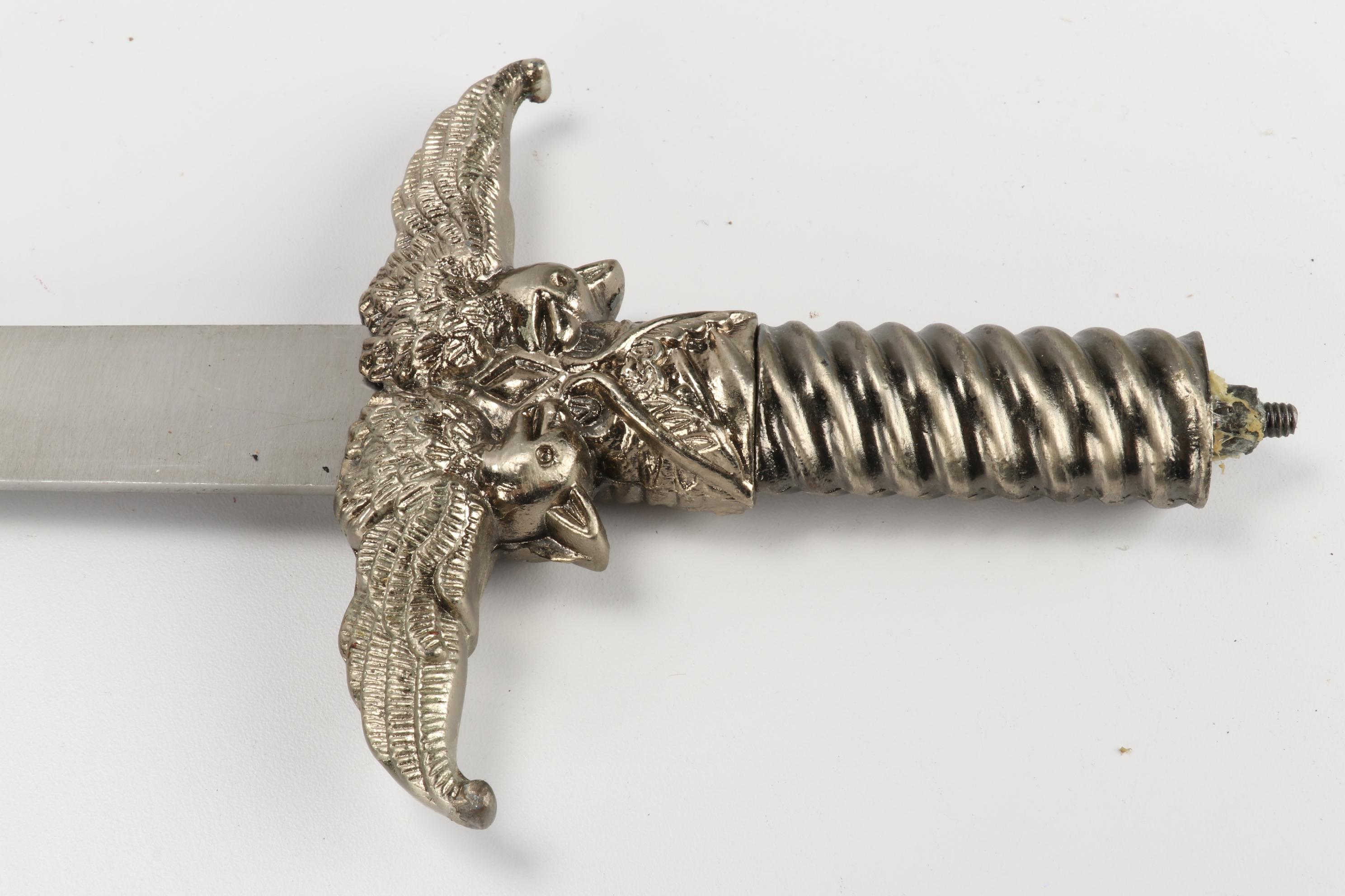 Pakistan Made Winged-Hilt Fantasy Sword with Embossed Leather Sheath