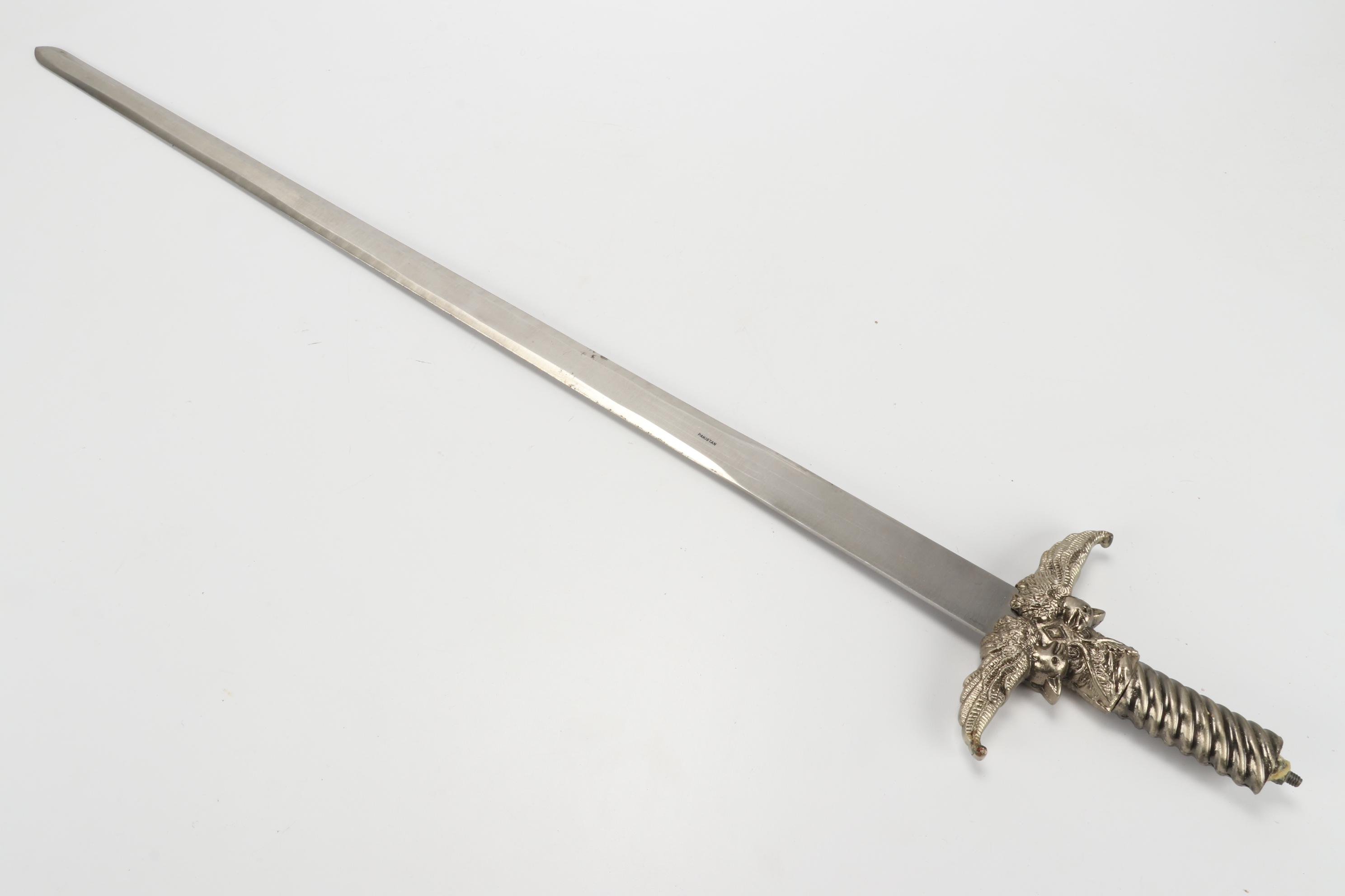 Pakistan Made Winged-Hilt Fantasy Sword with Embossed Leather Sheath