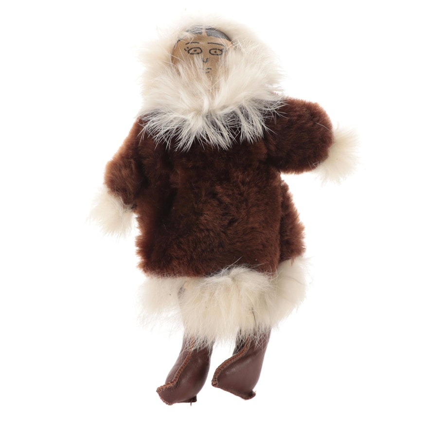 Inuit Style Rabbit and Beaver Fur Doll, Late 20th Century