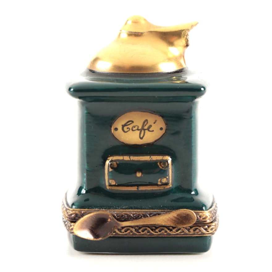 Hand-Painted Coffee Grinder Porcelain Limoges Box