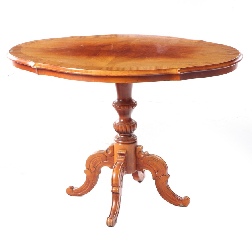 Walnut Pedestal Base Side Table