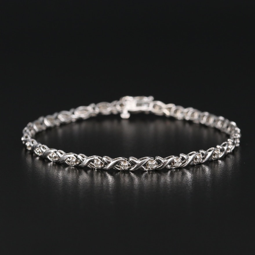 10K Diamond Fancy Link Bracelet