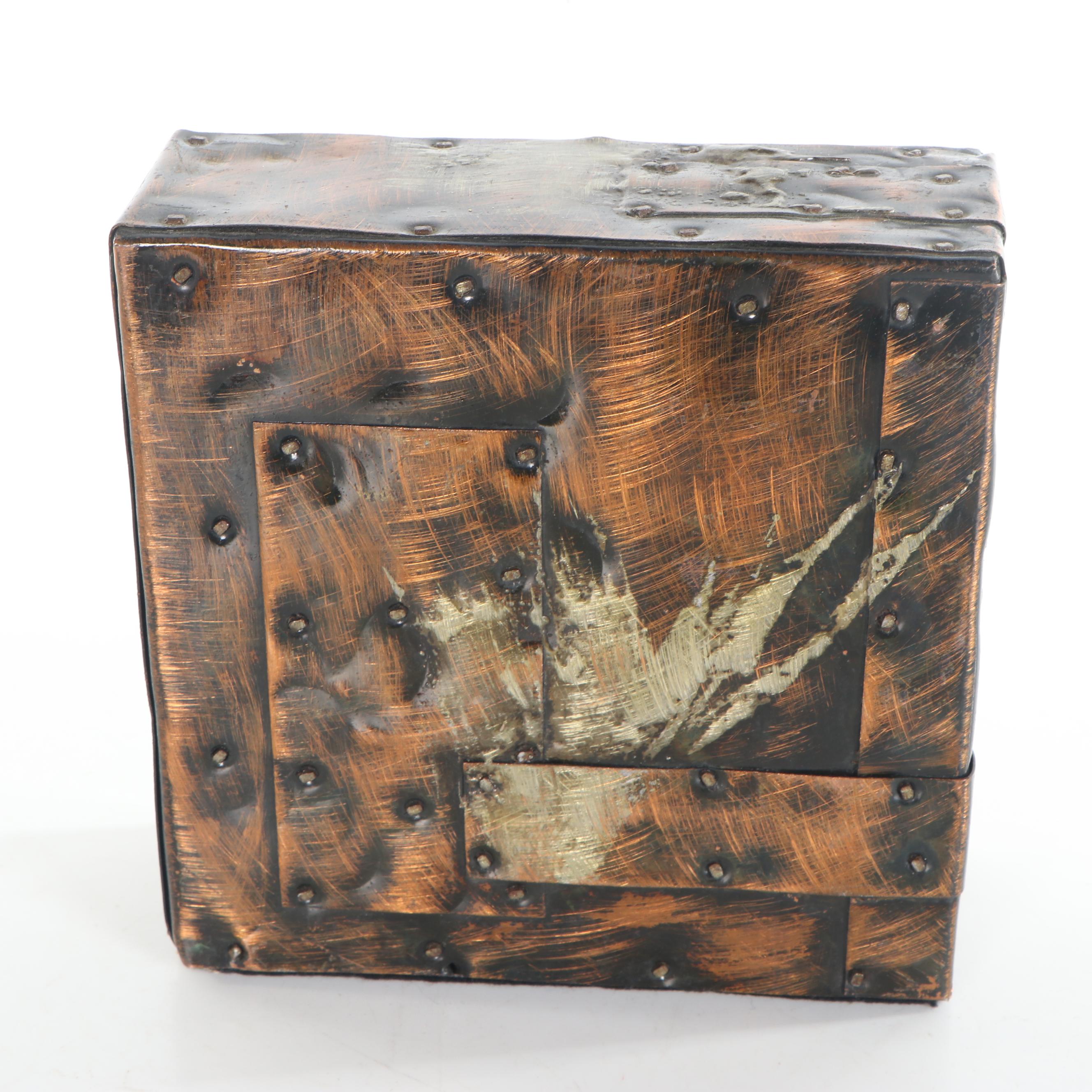 Paul Evans Copper-Plated Patchwork Bookend