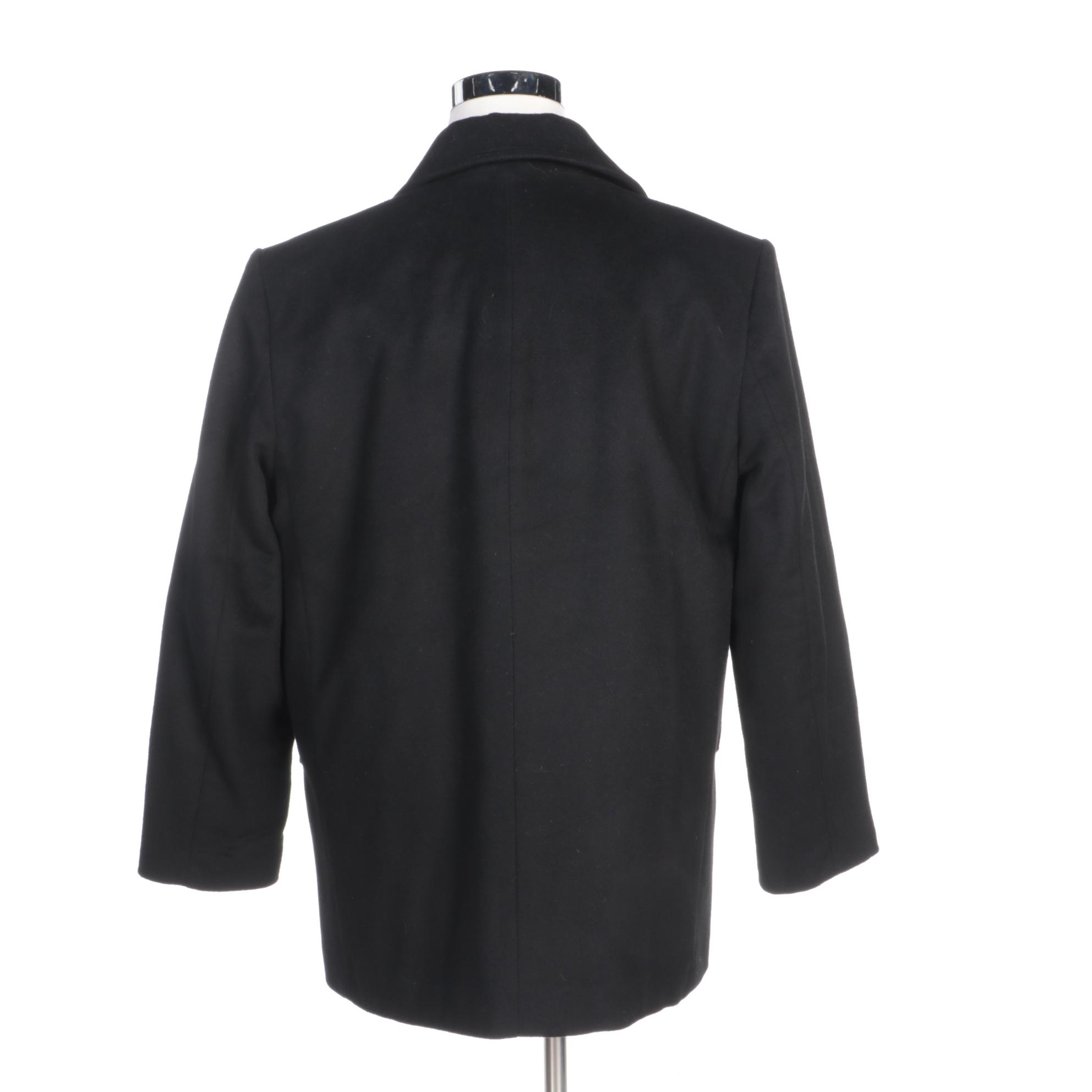 Men's LAUREN Ralph Lauren Wool Blend Peacoat and Fownes Bros. Leather Gloves