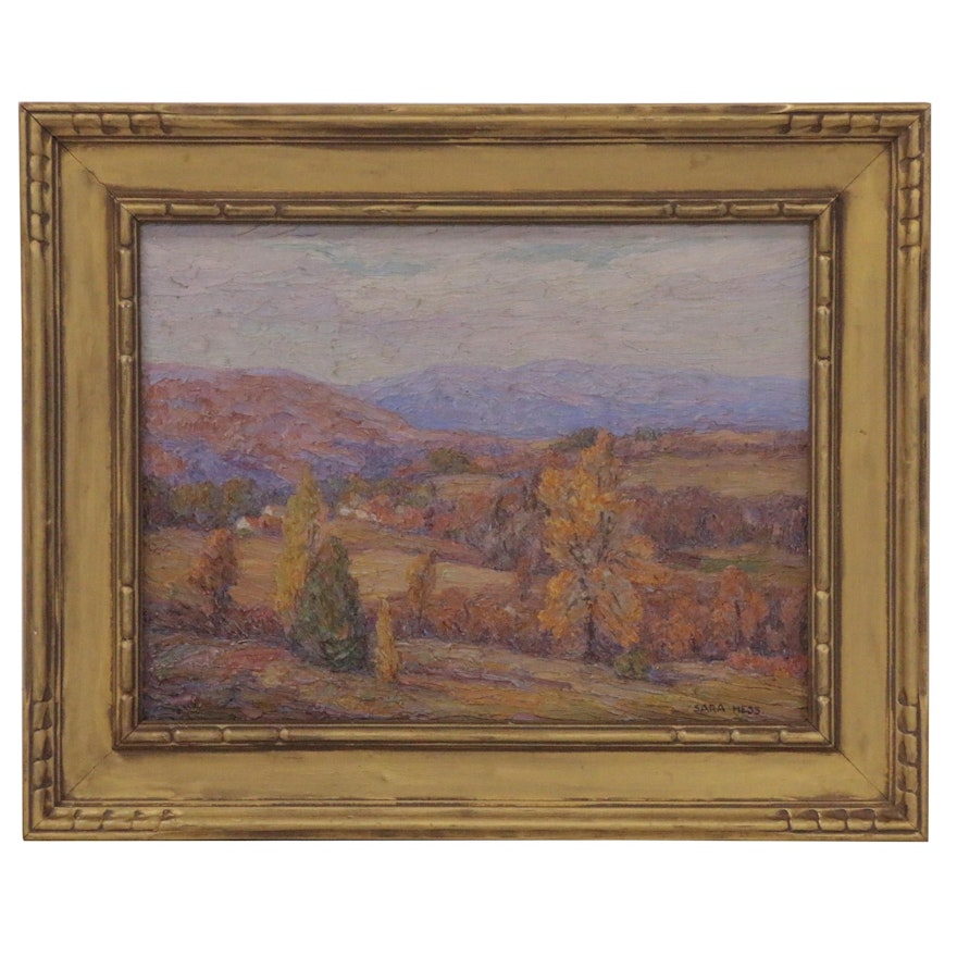 Sara Hess Oil Painting "October in the Berkshires," Early 20th Century