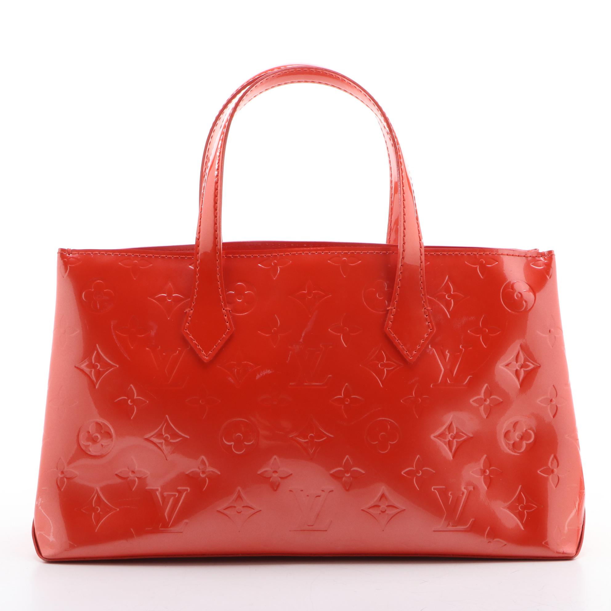 Louis Vuitton Wilshire PM in Orange Sunset Monogram Vernis Leather