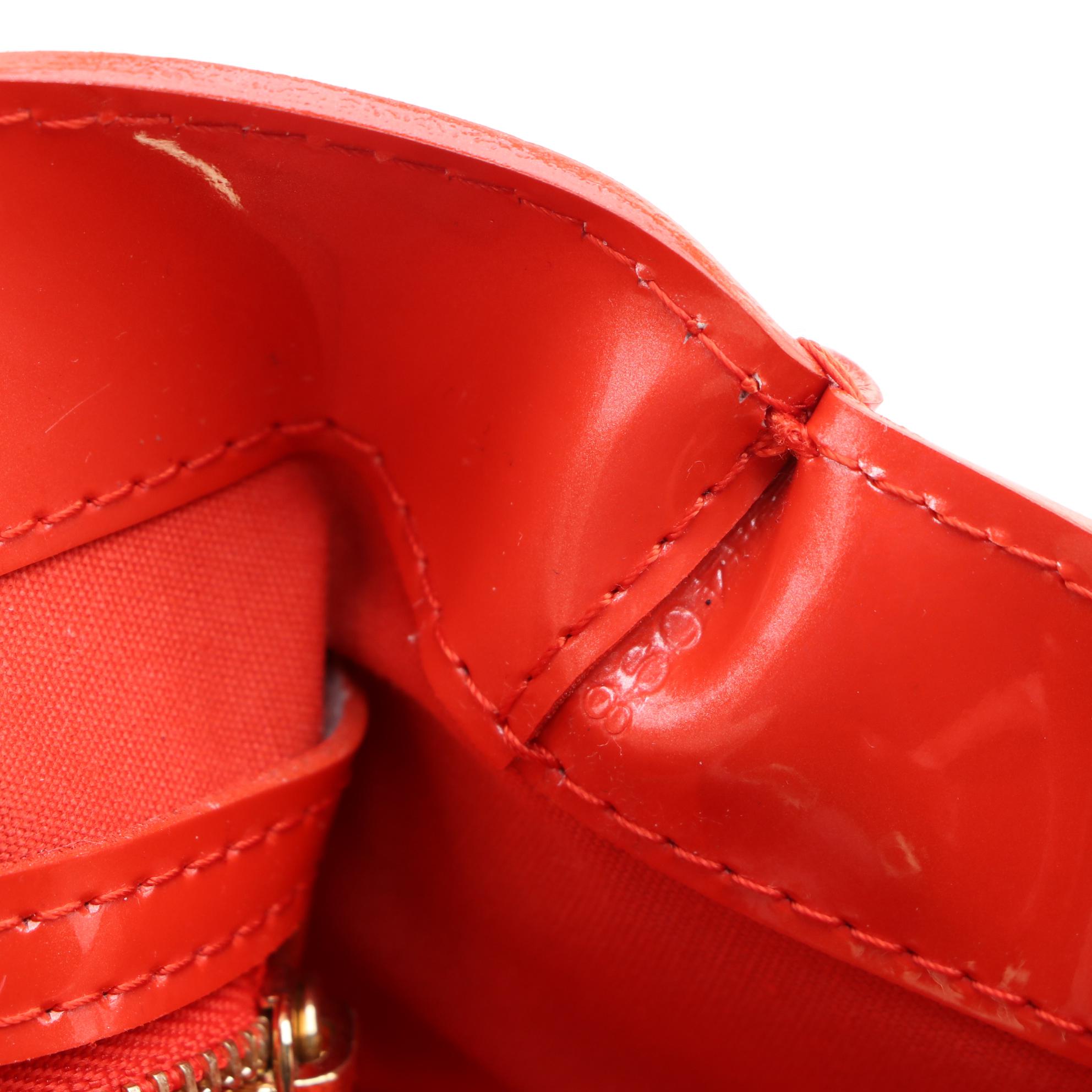 Louis Vuitton Wilshire PM in Orange Sunset Monogram Vernis Leather