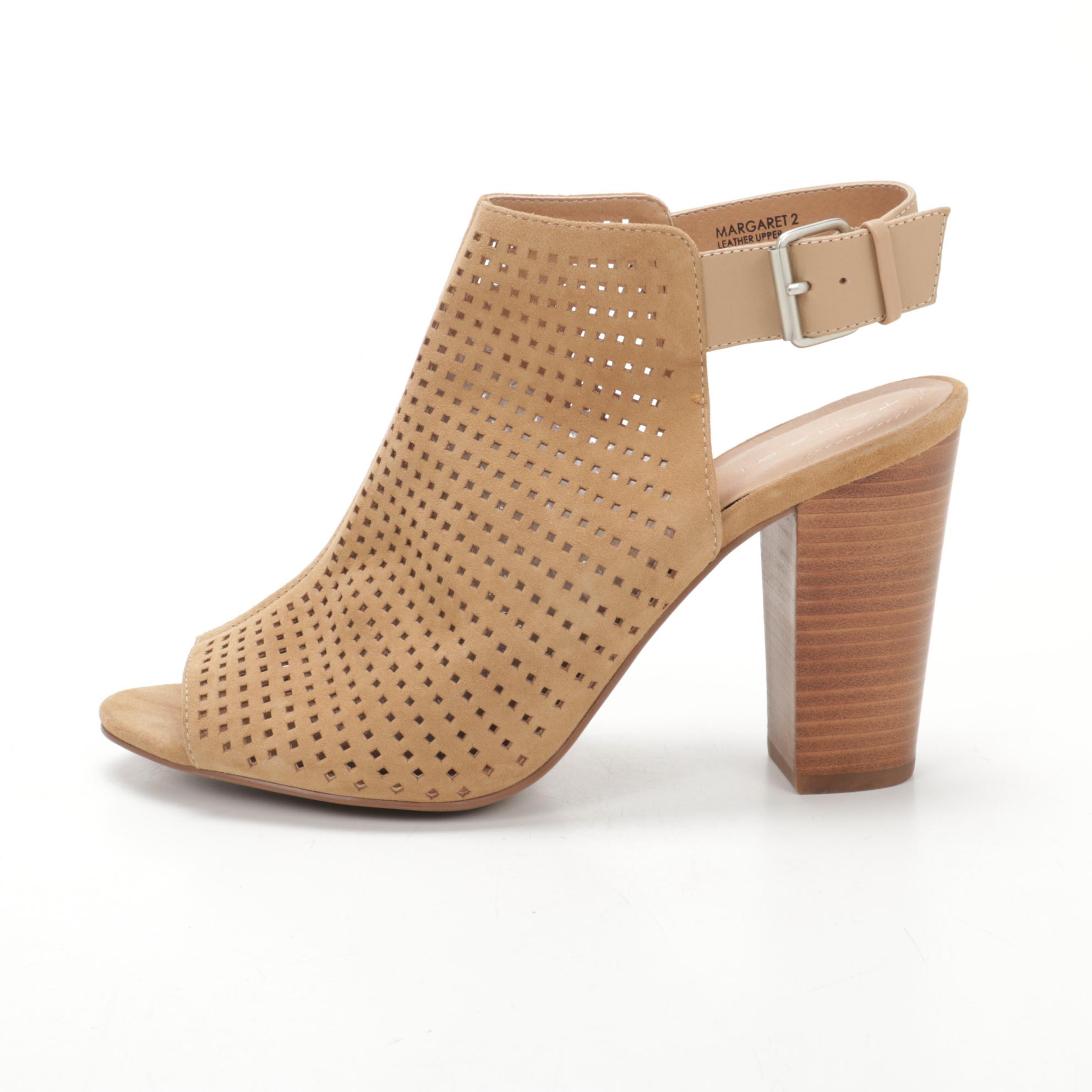Tahari Margaret 2 Perforated Suede Peep-Toe Sandal Booties