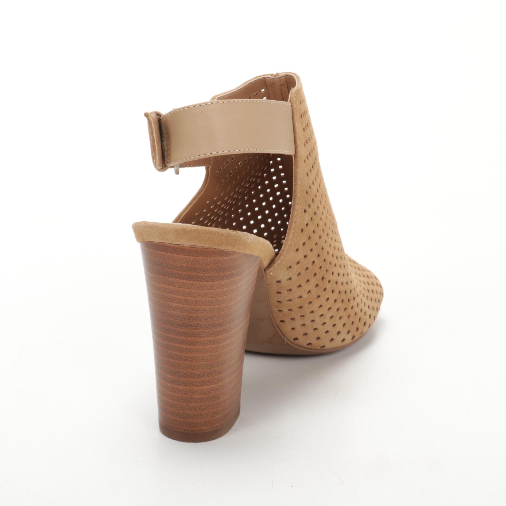 Tahari Margaret 2 Perforated Suede Peep-Toe Sandal Booties