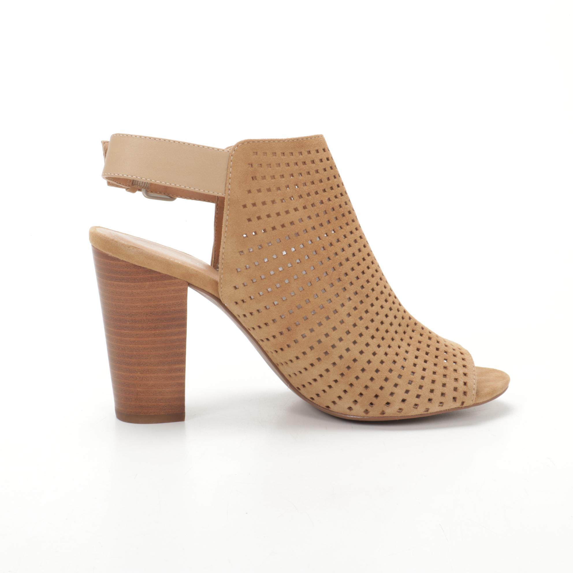 Tahari Margaret 2 Perforated Suede Peep-Toe Sandal Booties