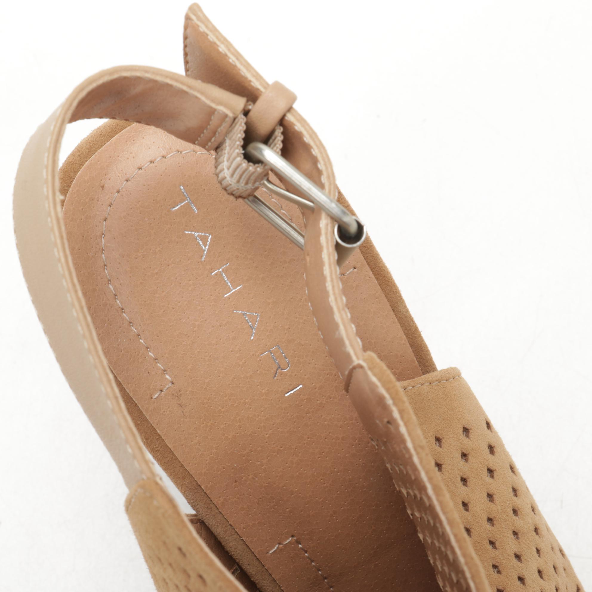 Tahari Margaret 2 Perforated Suede Peep-Toe Sandal Booties