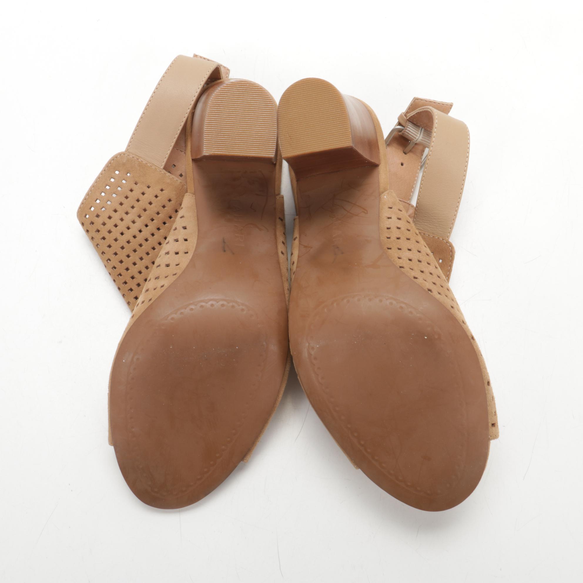 Tahari Margaret 2 Perforated Suede Peep-Toe Sandal Booties