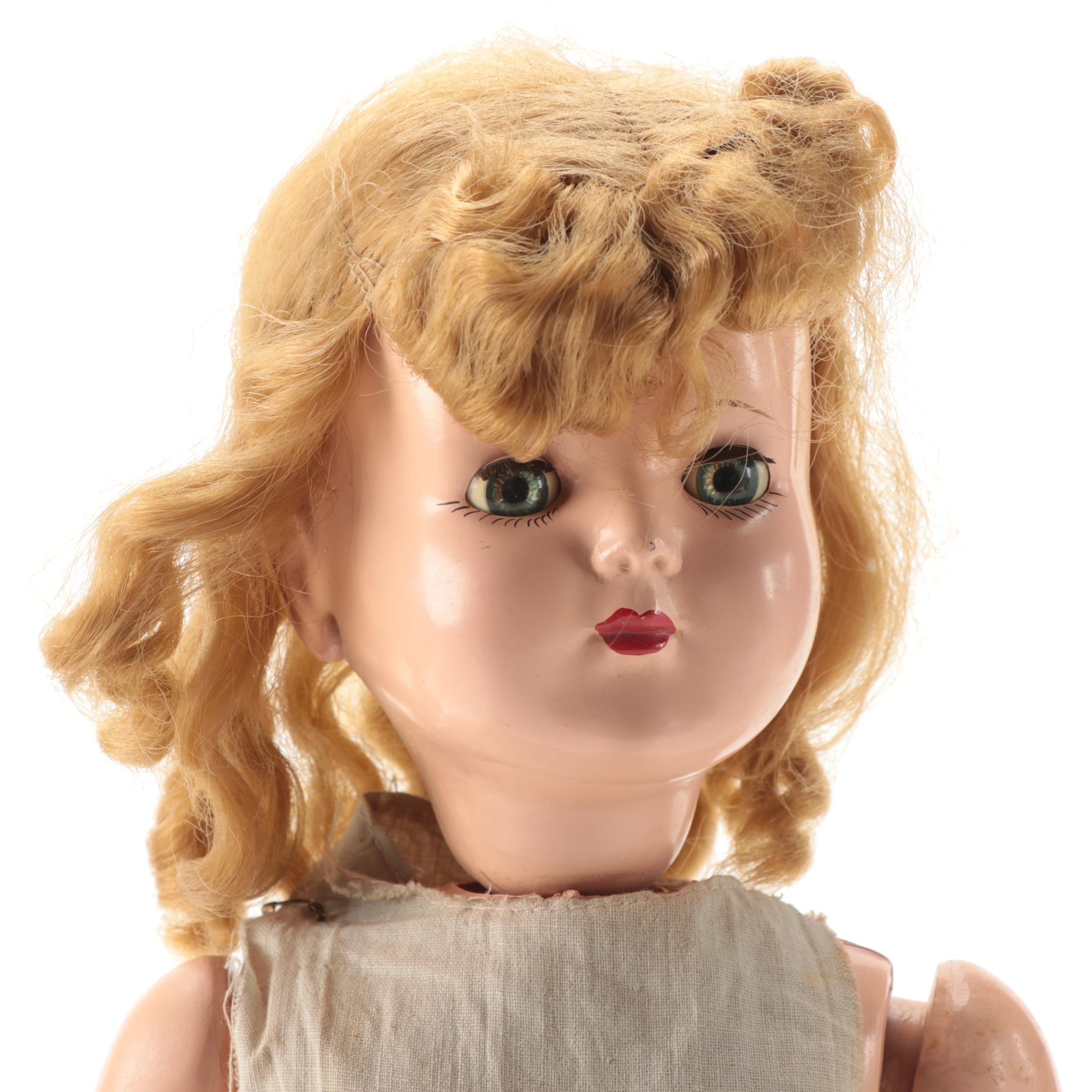 "Walking Wanda" Wind Up Doll with Additional Doll Parts, Vintage