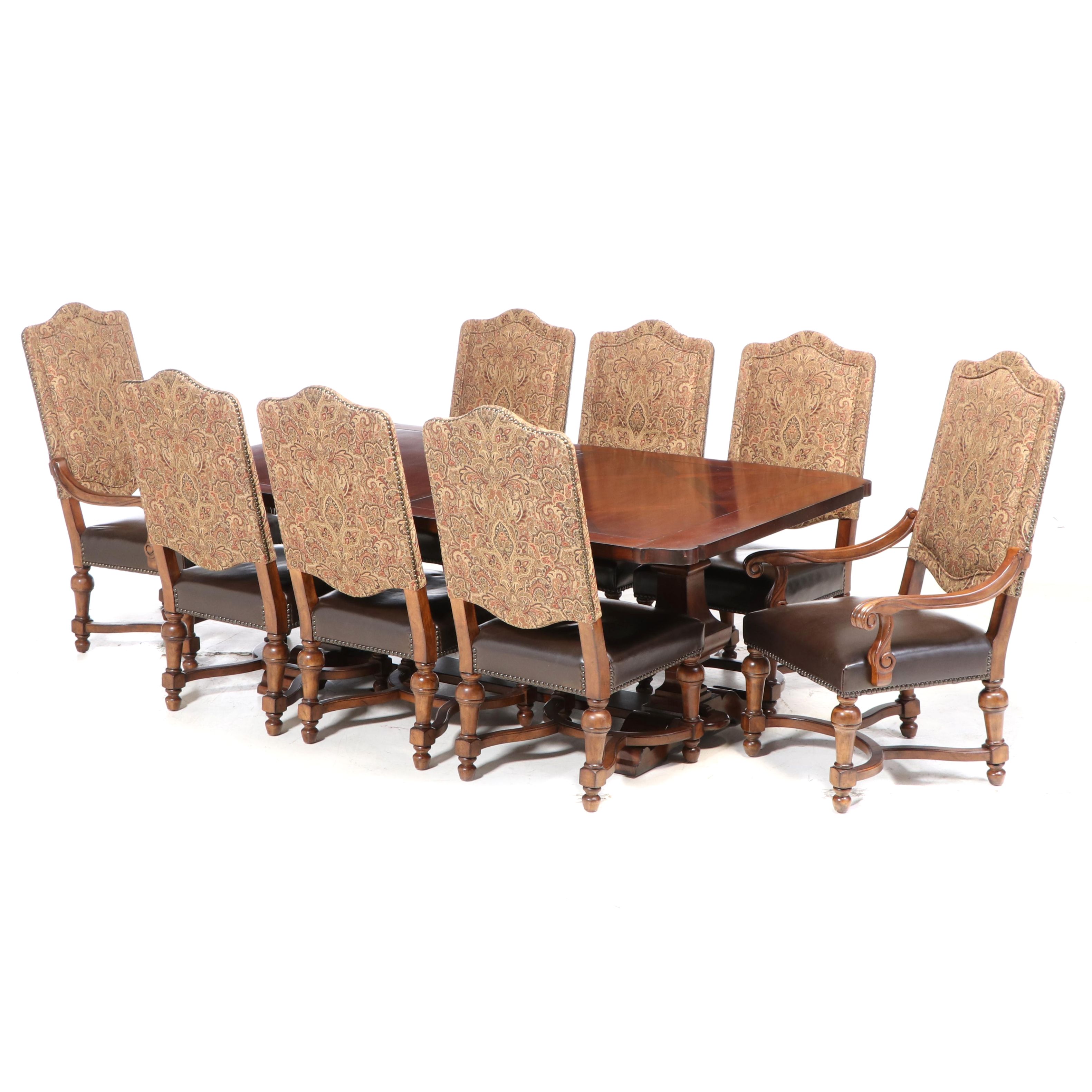 Bernhardt "Tuscan Villa" Expandable Dining Table with Eight Dining Chairs