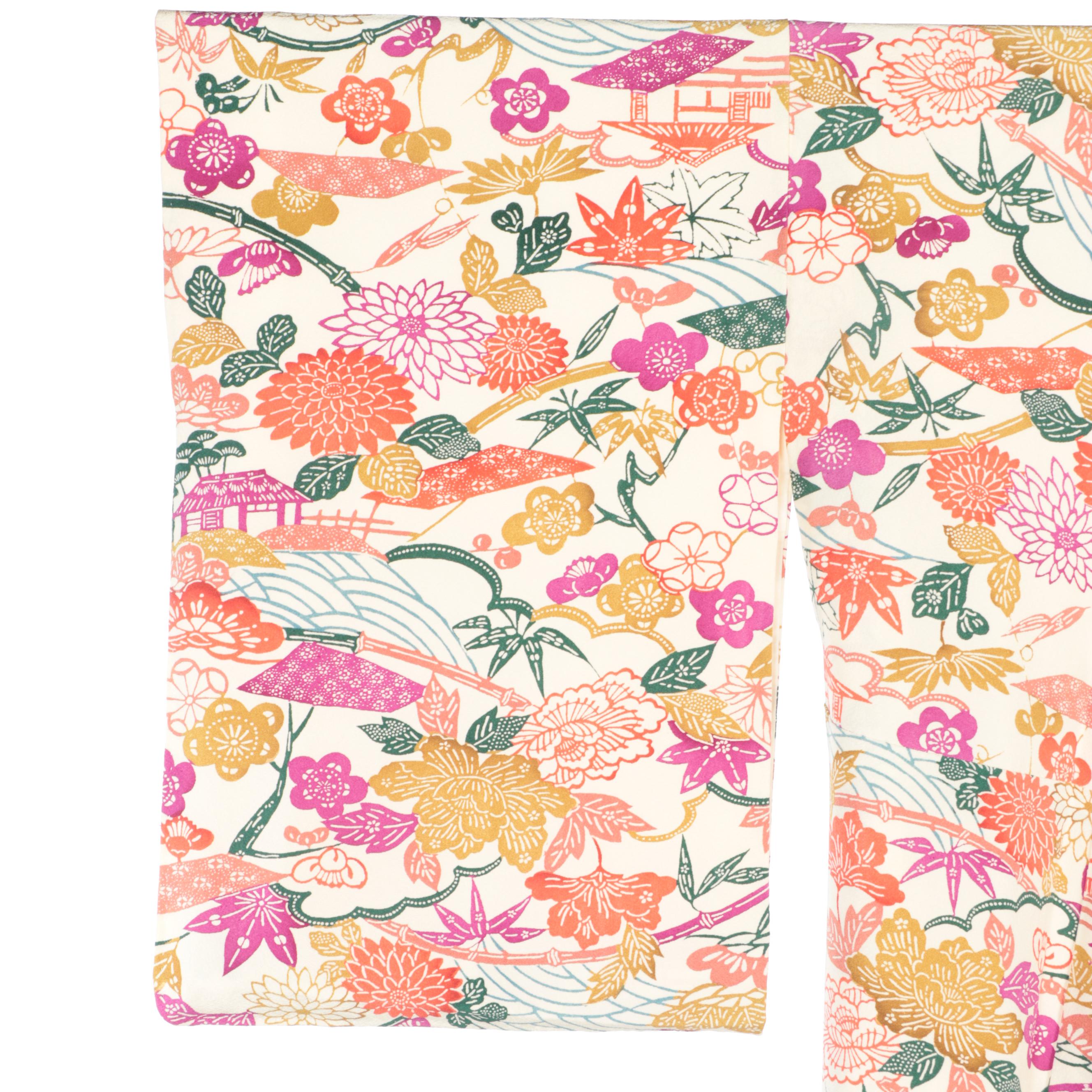 Scenic Foliate Ume, Seigaiha and and Sasanoha Colorful Komon Kimono