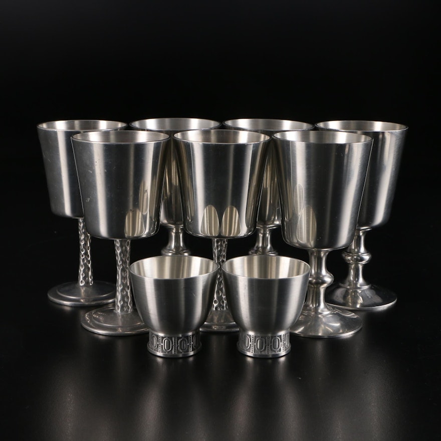 Woodbury, and Aitkens Pewter Goblets with Selandia Pewter Liquor Cups