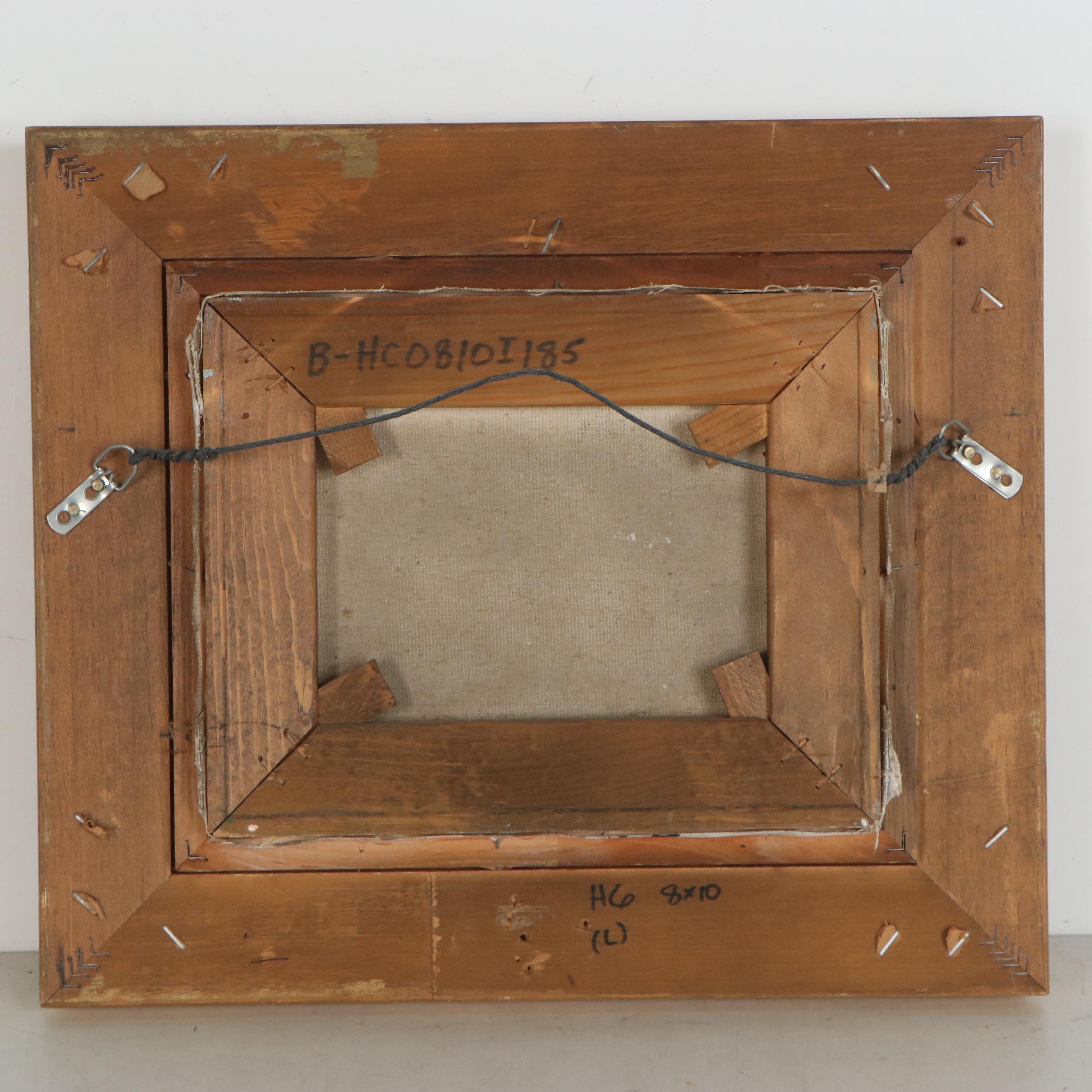 Beach Scene Oil Painting, Late 20th Century