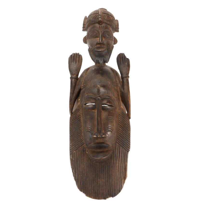 West African Inspired Carved Wood Mask